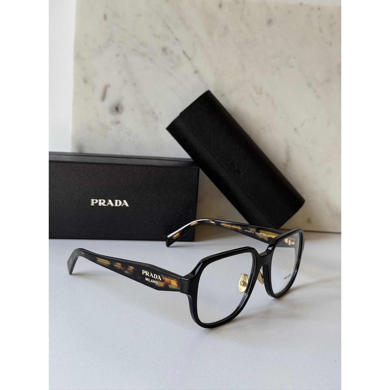 Prada NEW Prada PR B07VD Black Tortoise Eyeglasses Frames Size ONE SIZE - 5 Thumbnail