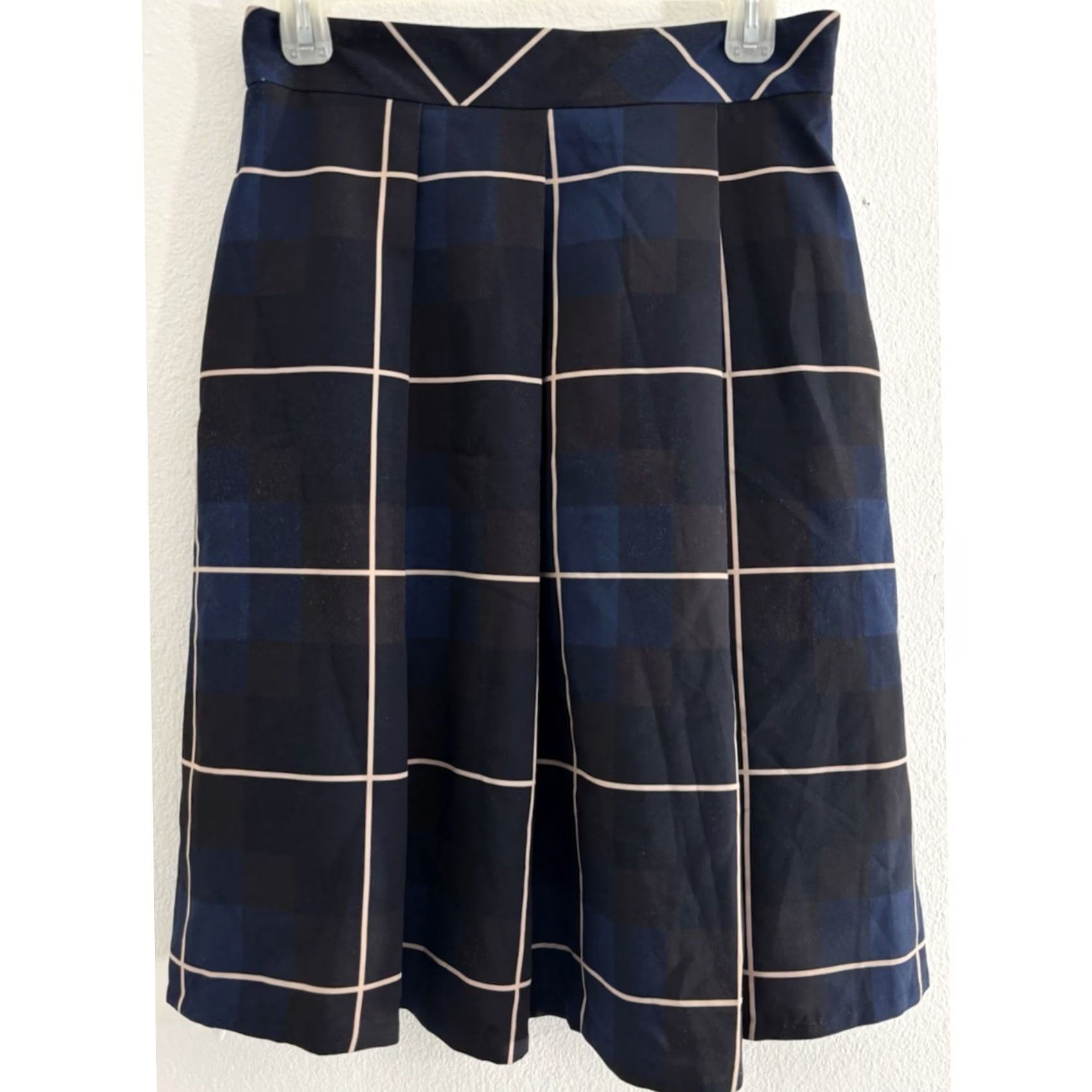 Marella Marella Skirt Blue Plaid Lined High Rise 8 Women Italy Workwear Casual Knee Length Polyester Zip Pattern Vintage No Size 30" / US 8 / IT 44 - 2 Thumbnail