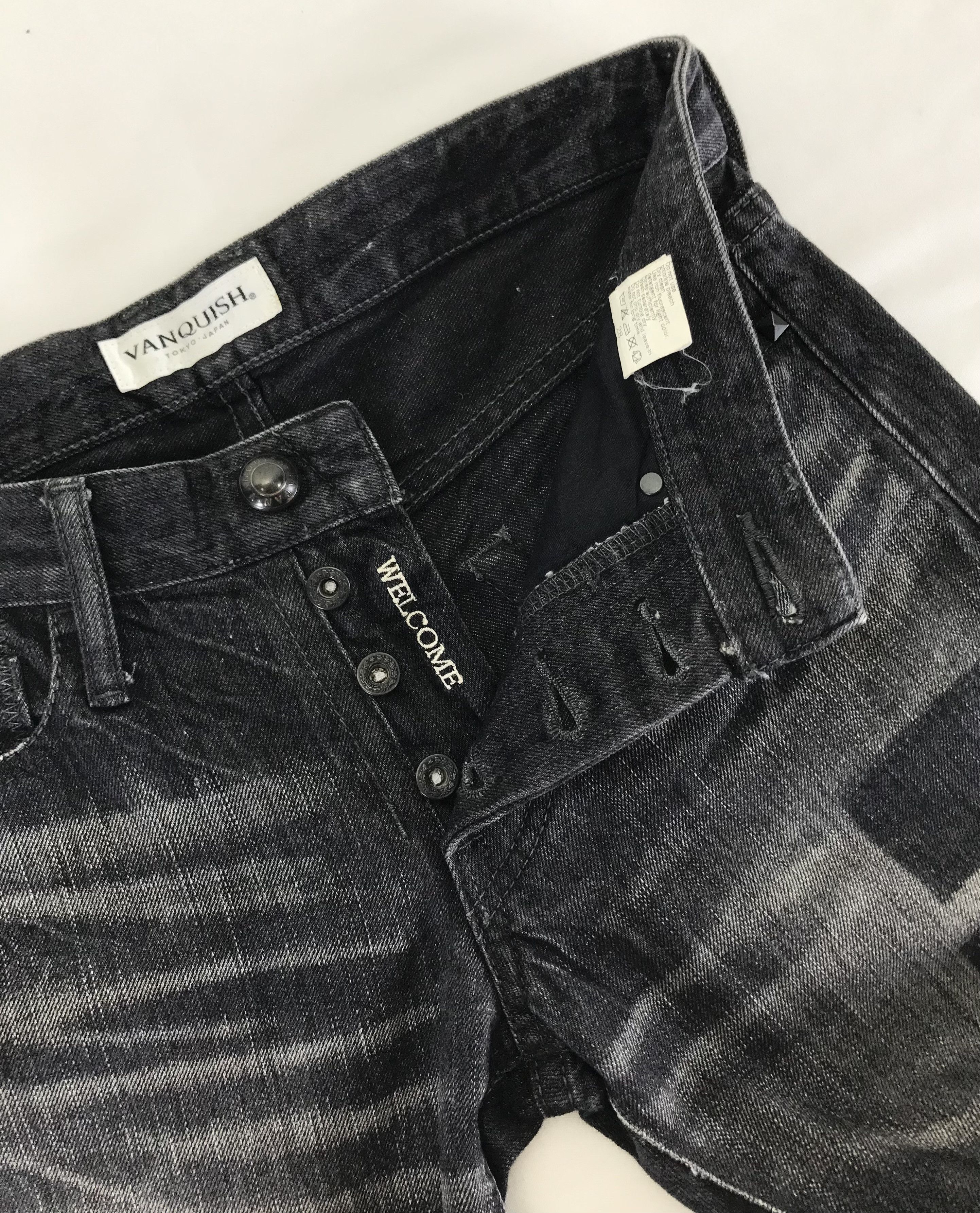 Vanquish Vanquish Studded Faded Black Flare Jeans Size US 30 / EU 46 - 9 Thumbnail