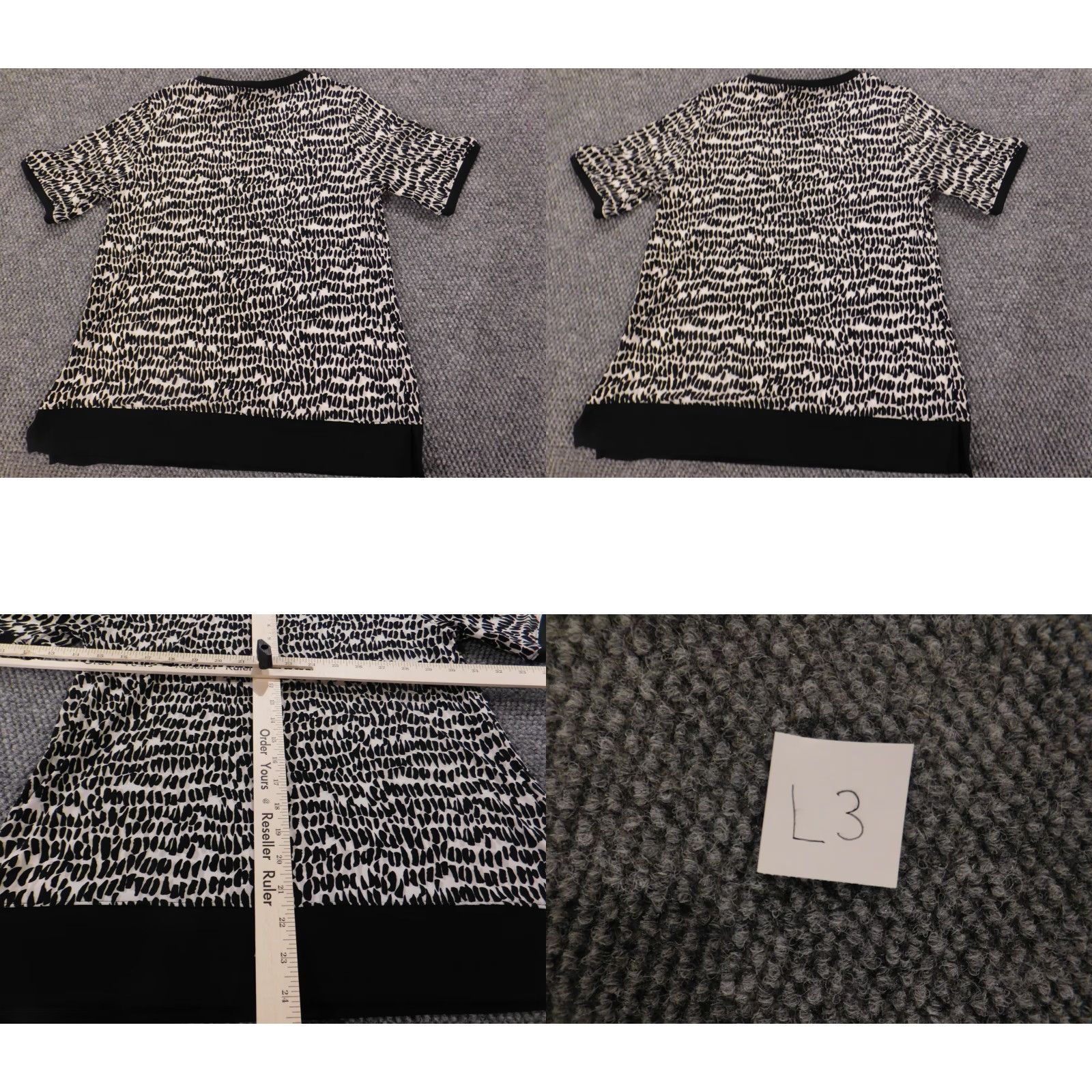 Anne Klein Anne Klein Shirt Womens S Black Stretch Pullover Blouse Short Sleeve Crew Neck Casual Regular Polyester Down Button Vintage No Size S / US 4 / IT 40 - 9 Thumbnail