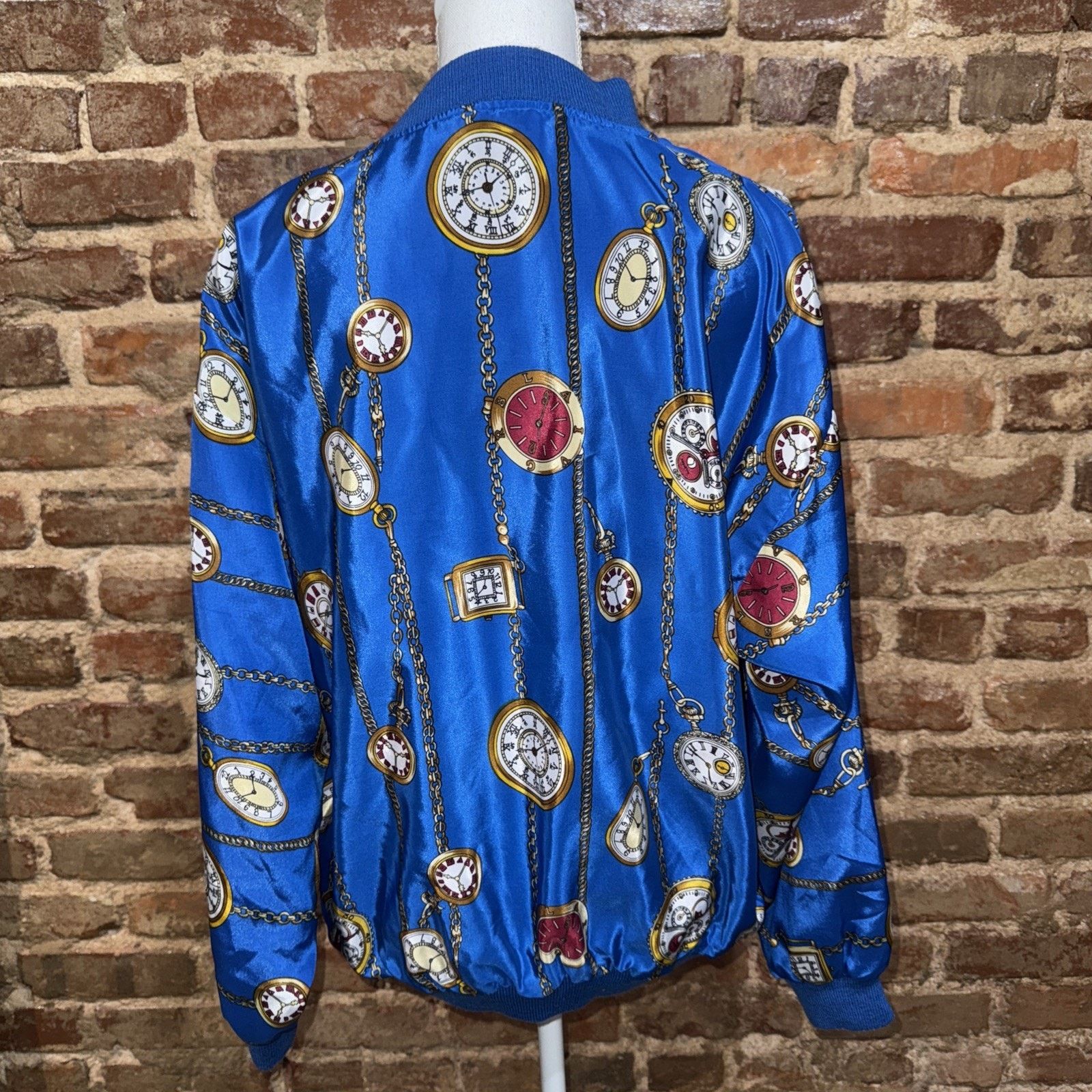 The Unbranded Brand Vintage Y2K Bomber Blue Watch Chain Design Sz L Satin Retro Size L / US 10 / IT 46 - 3 Thumbnail