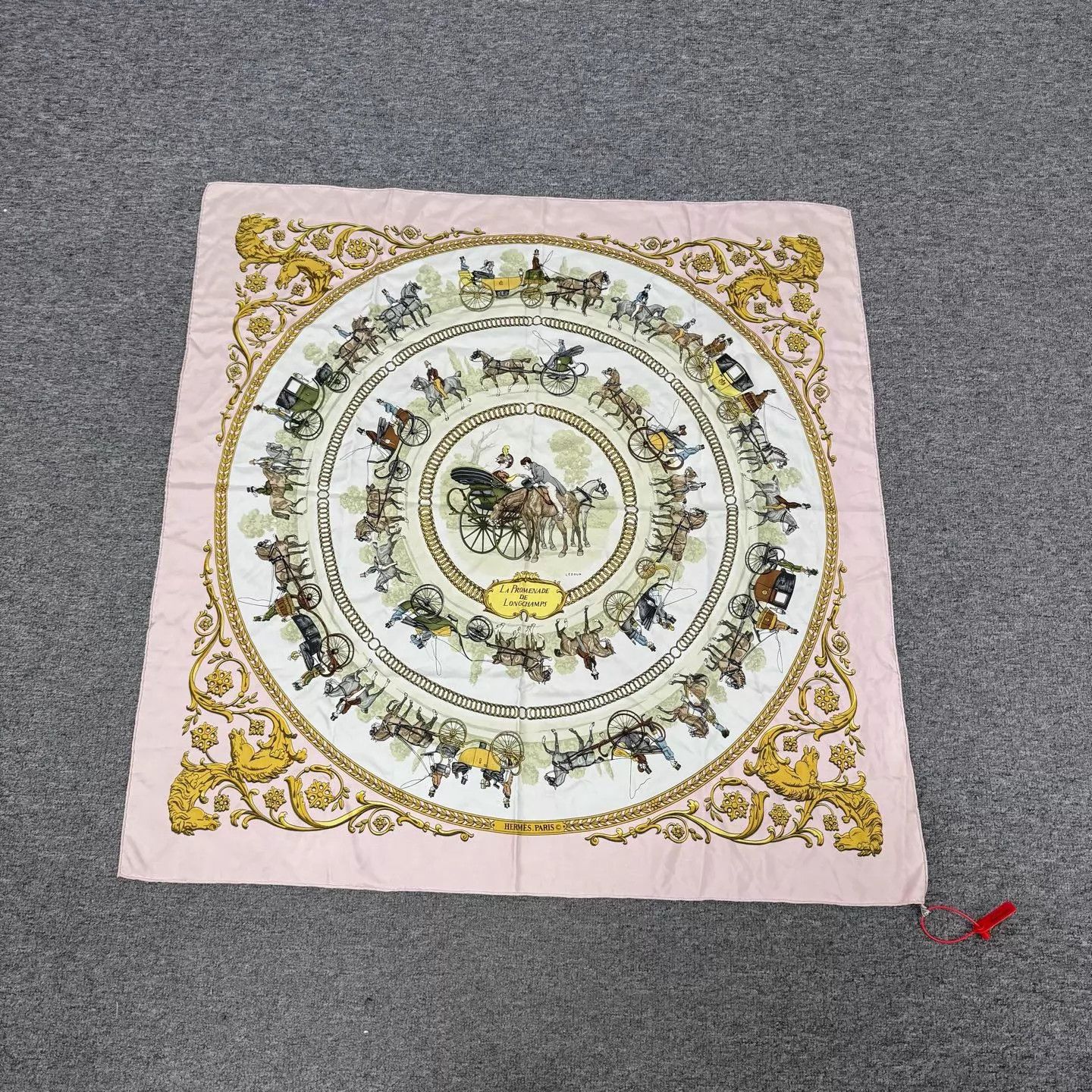 Hermes Hermes Classic Pink Carriage Silk Scarf 99 New 90x90 Size ONE SIZE - 1 Thumbnail