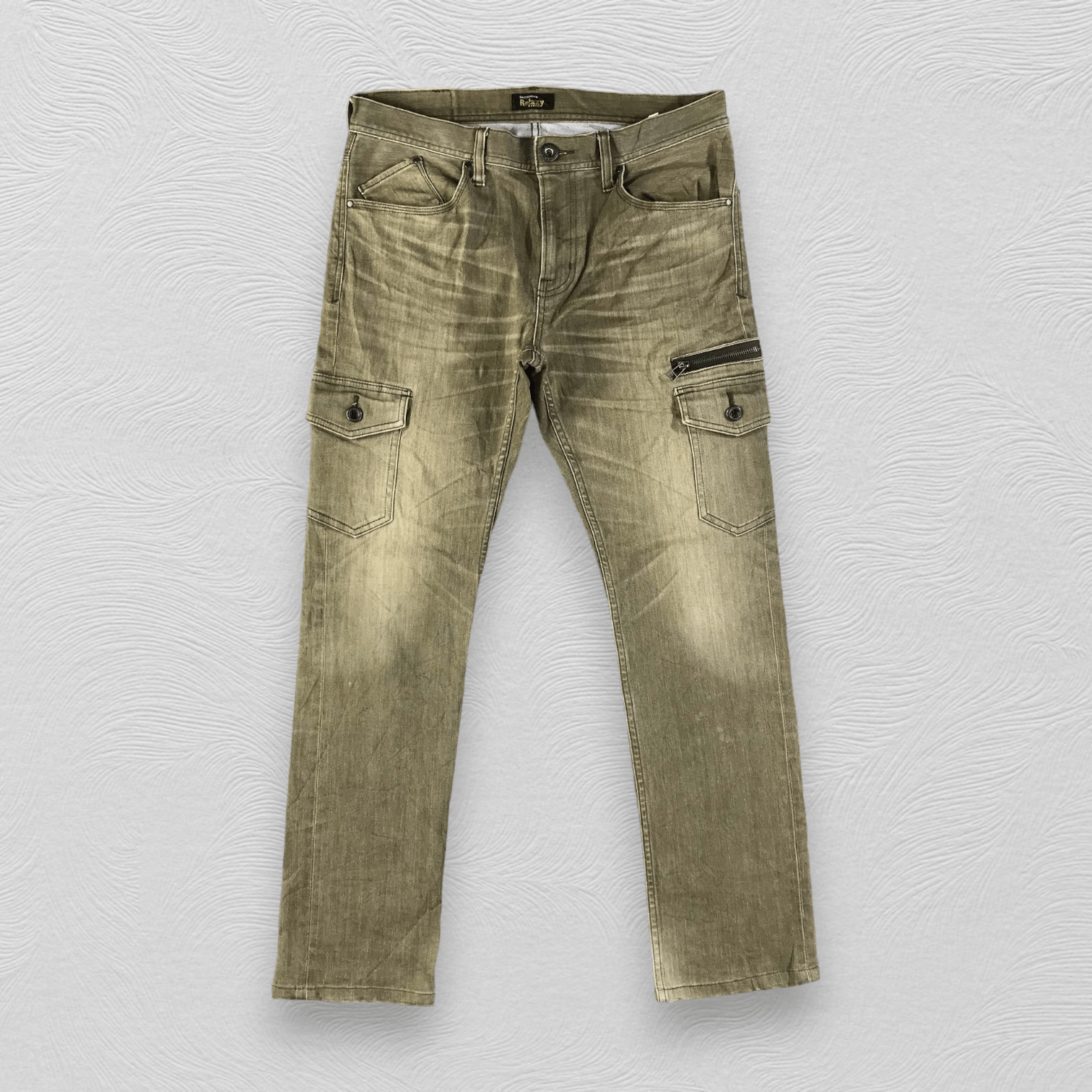 image of Back Number Cargo Jeans Multipocket Denim Kj1729 in Green, Men's (Size 32)
