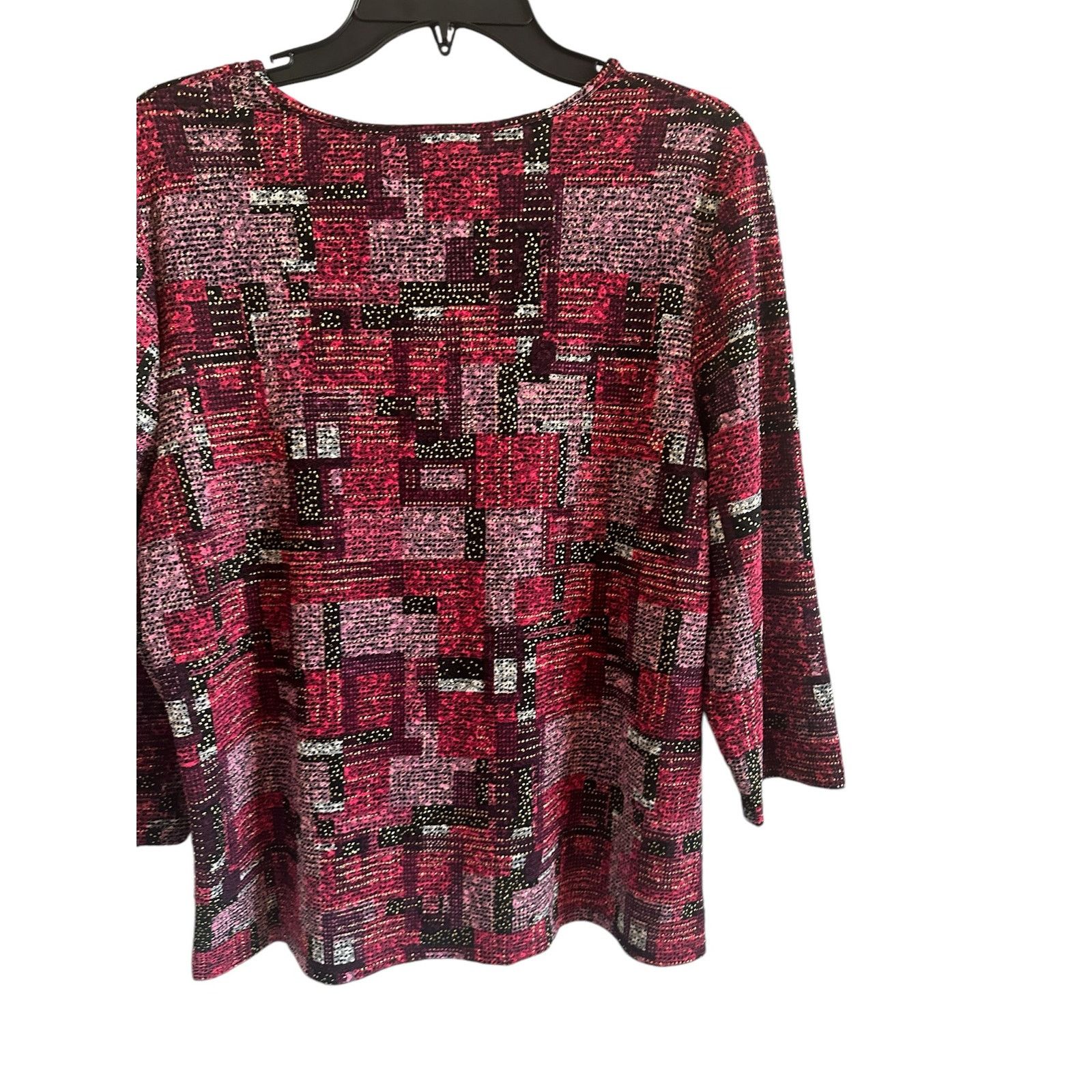 Other Petite Large Crew Neck 3/4 Sleeve Purple Geometric Blouse Size L / US 10 / IT 46 - 3 Thumbnail