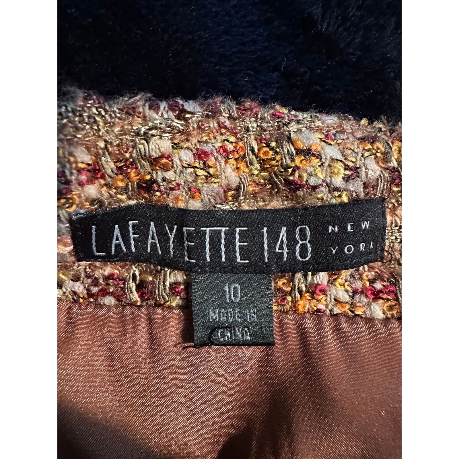 Lafayette 148 NEW LAFAYETTE 148 NUBBY TWEED SKIRT GOLD FLECKS 10 Size 32" / US 10 / IT 46 - 3 Thumbnail