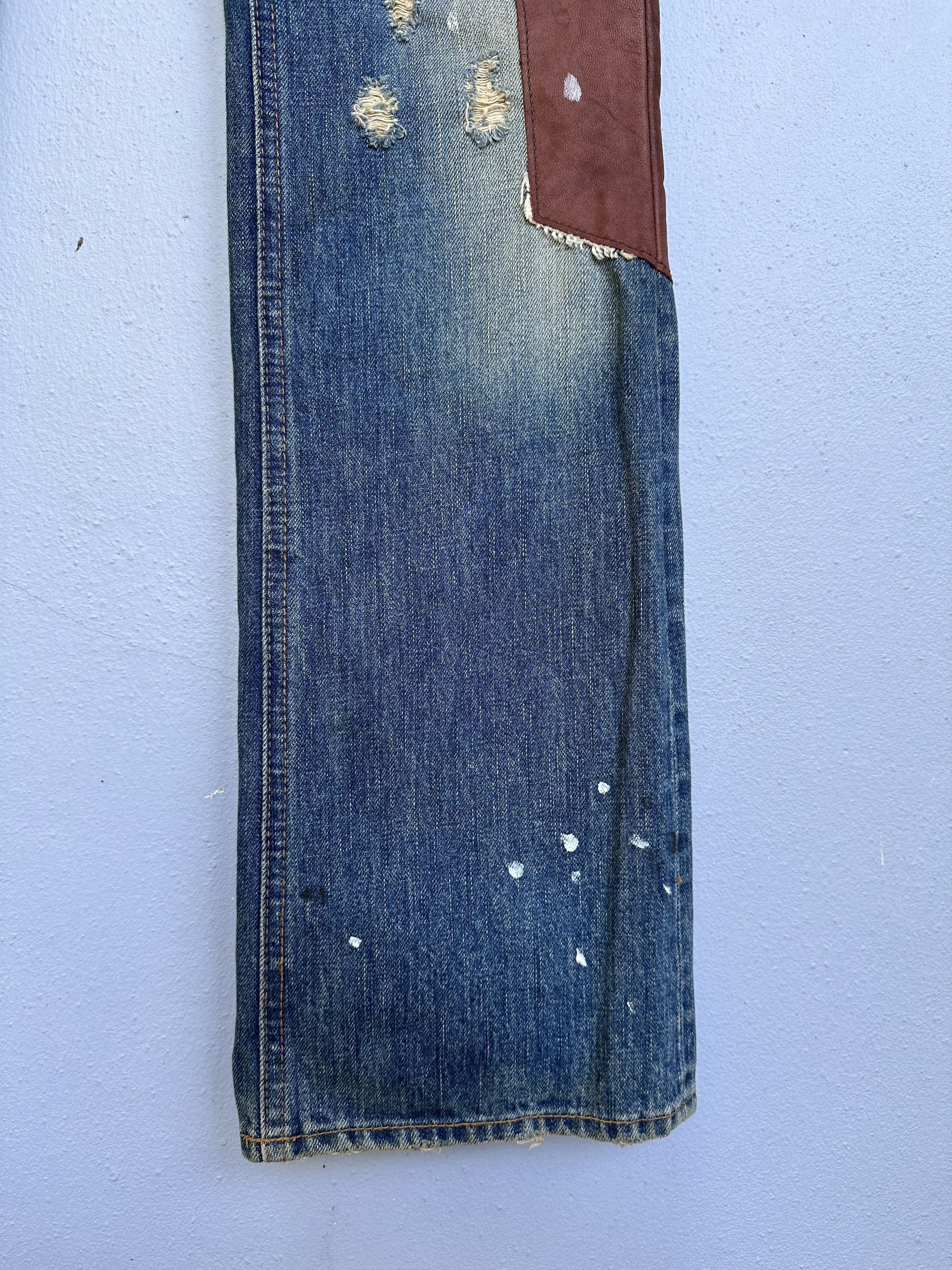 Japanese Brand Vtg Japanese Brand Bonds & Peace Rips Patchwork Denim Jeans Size US 31 - 15 Thumbnail