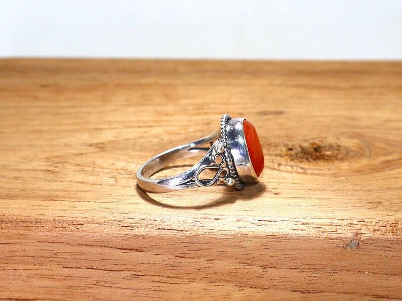 Handmade Handmade Carnelian Ring: 925 Sterling Silver Boho Ring, Gift Size ONE SIZE - 5 Thumbnail