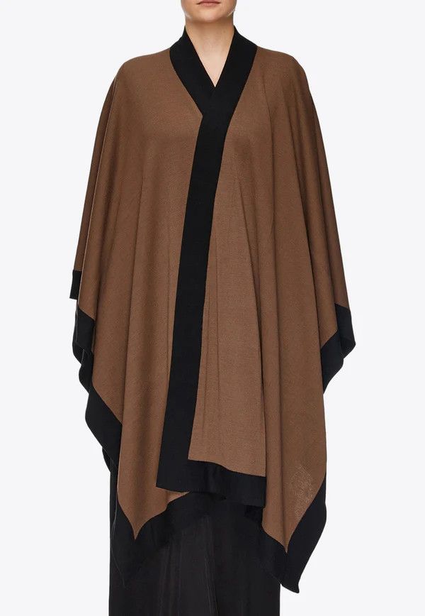 Salvatore Ferragamo o1s1rm0526 Size: OS / Logo Plaque Wool Cape in Brown Size ONE SIZE - 2 Thumbnail