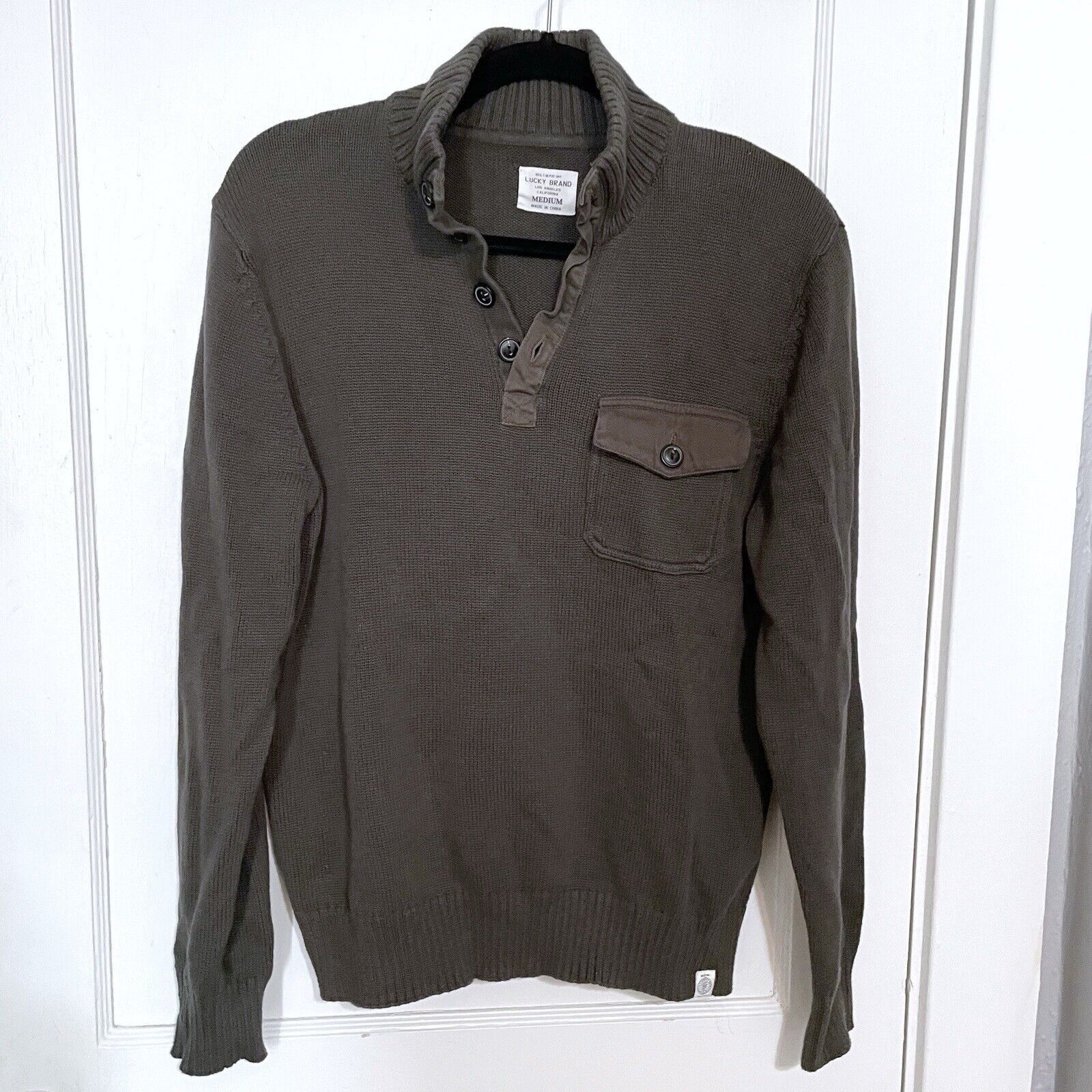 Lucky Brand Lucky Brand Ribbed Henley Sweater Army Green Men’s Medium Size US M / EU 48-50 / 2 - 1 Thumbnail