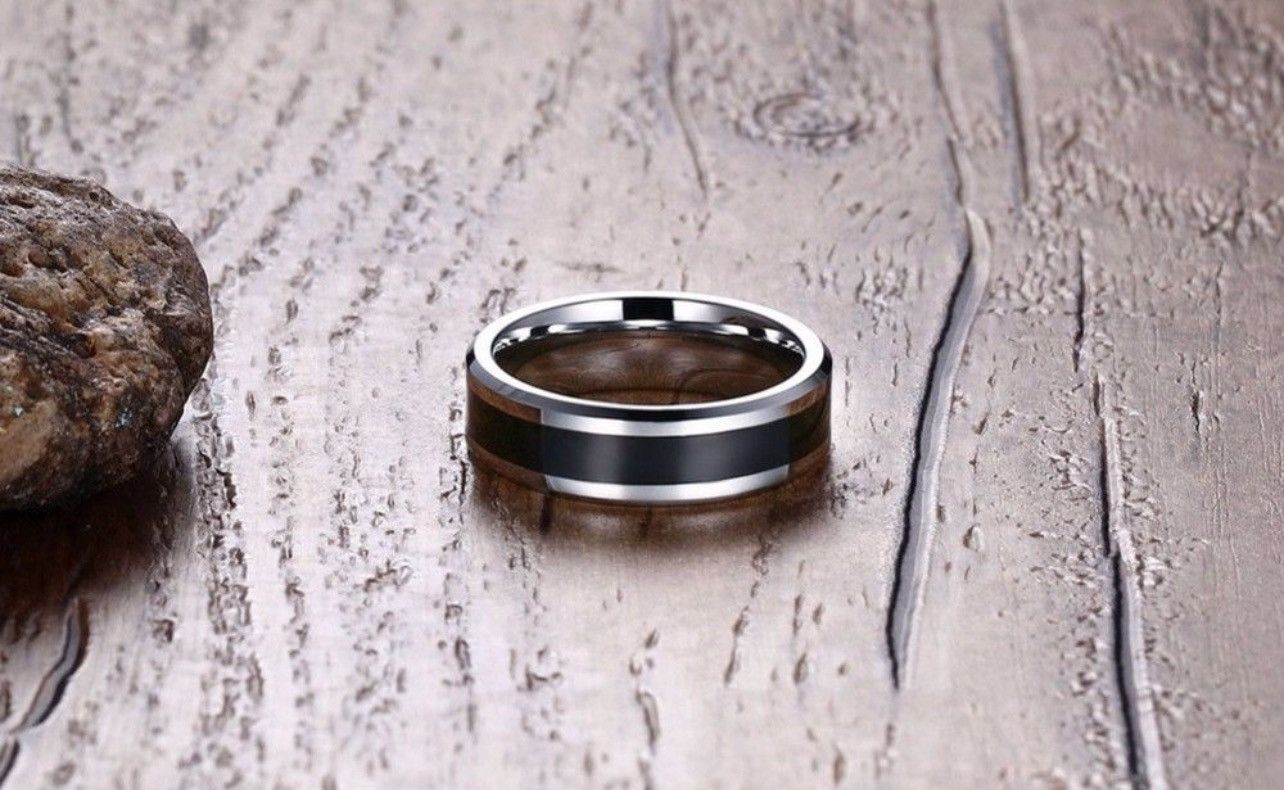 Jewelry 6MM Men's Carbide Black Enamel Ring Size ONE SIZE - 3 Thumbnail
