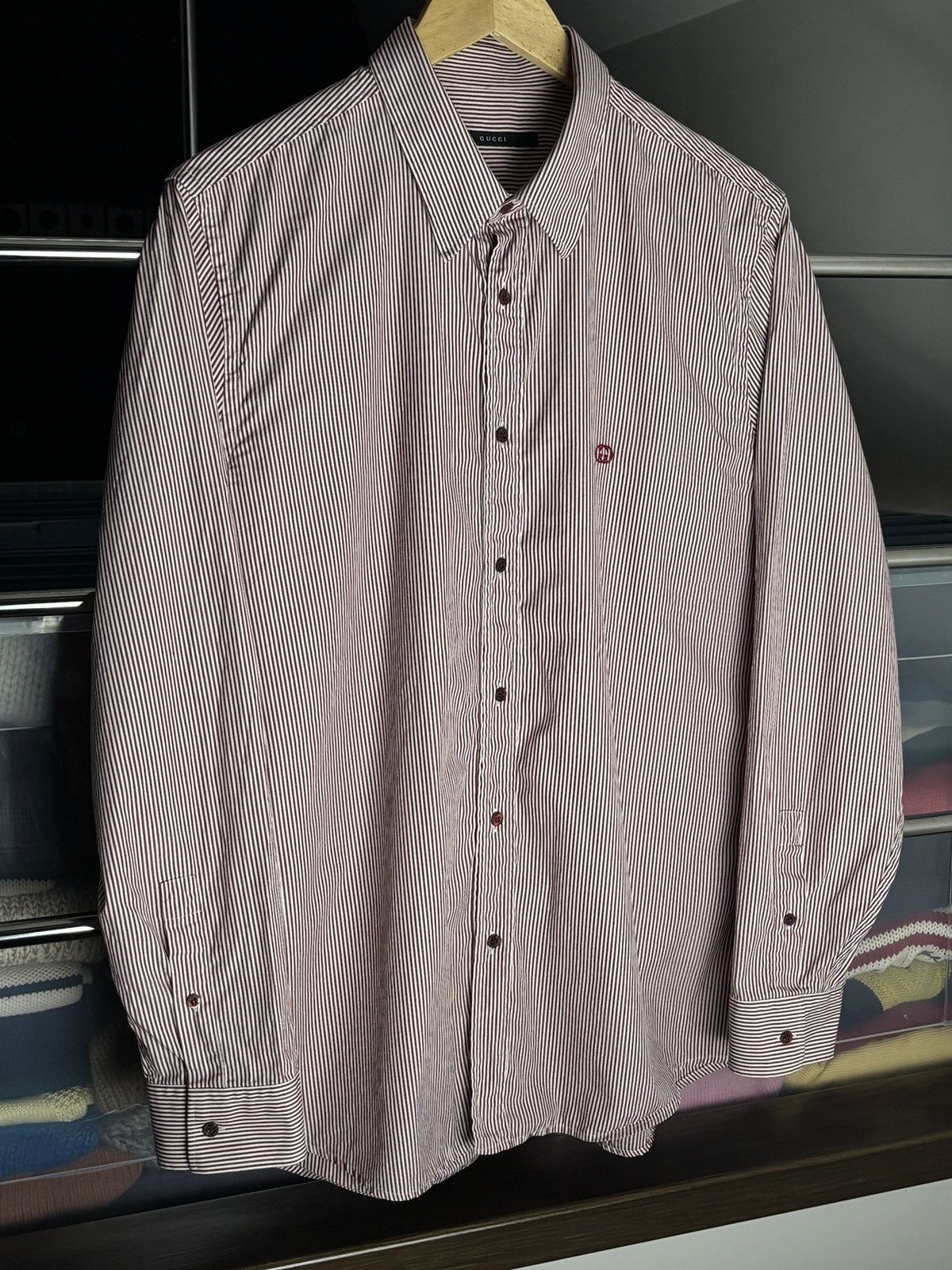 Gucci Gucci Vintage Tom Ford Era Striped Shirt GG Logo Archive Size US L / EU 52-54 / 3 - 2 Thumbnail