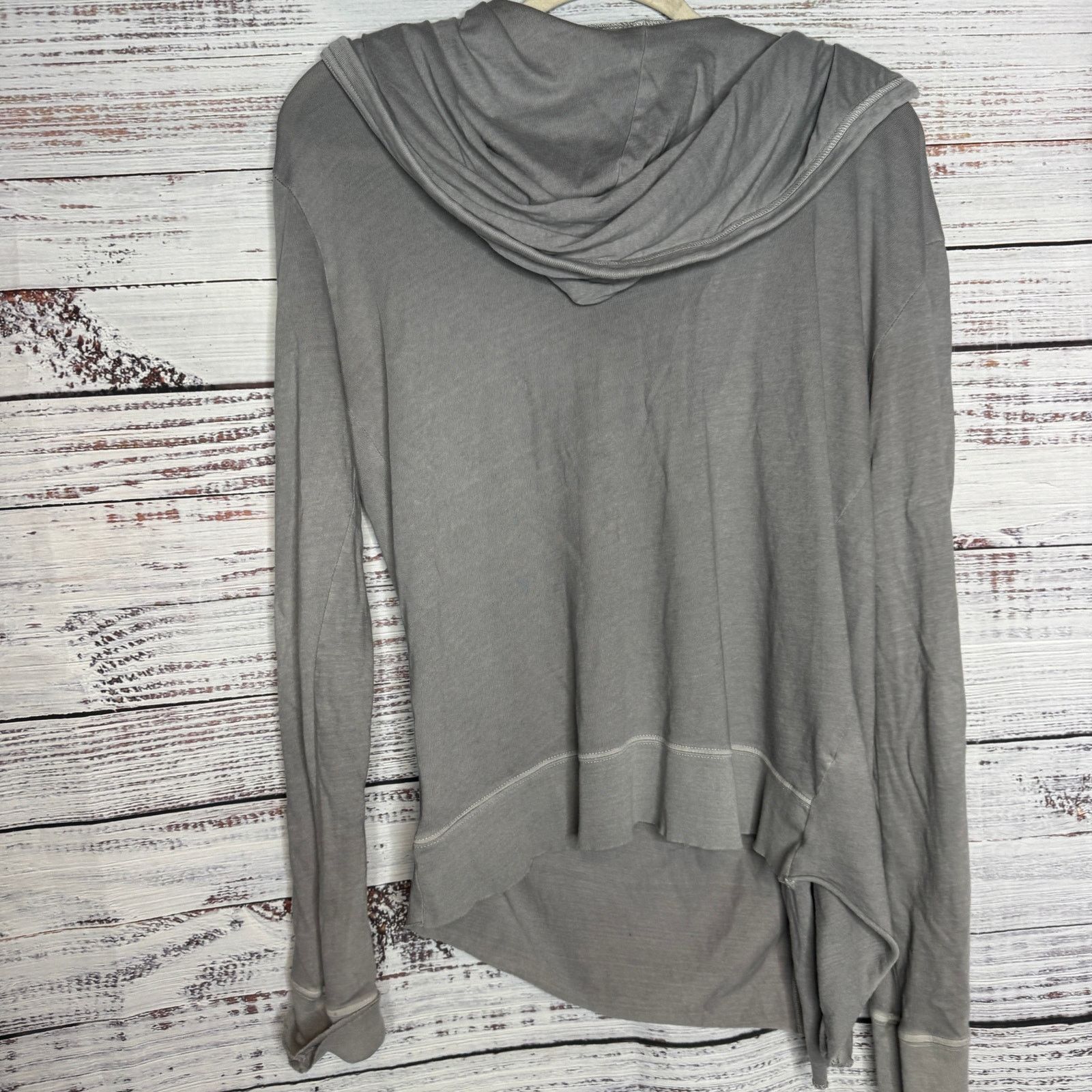 Free People Free People Gray Draped Asymmetrical Hooded Top Small Size S / US 4 / IT 40 - 3 Thumbnail
