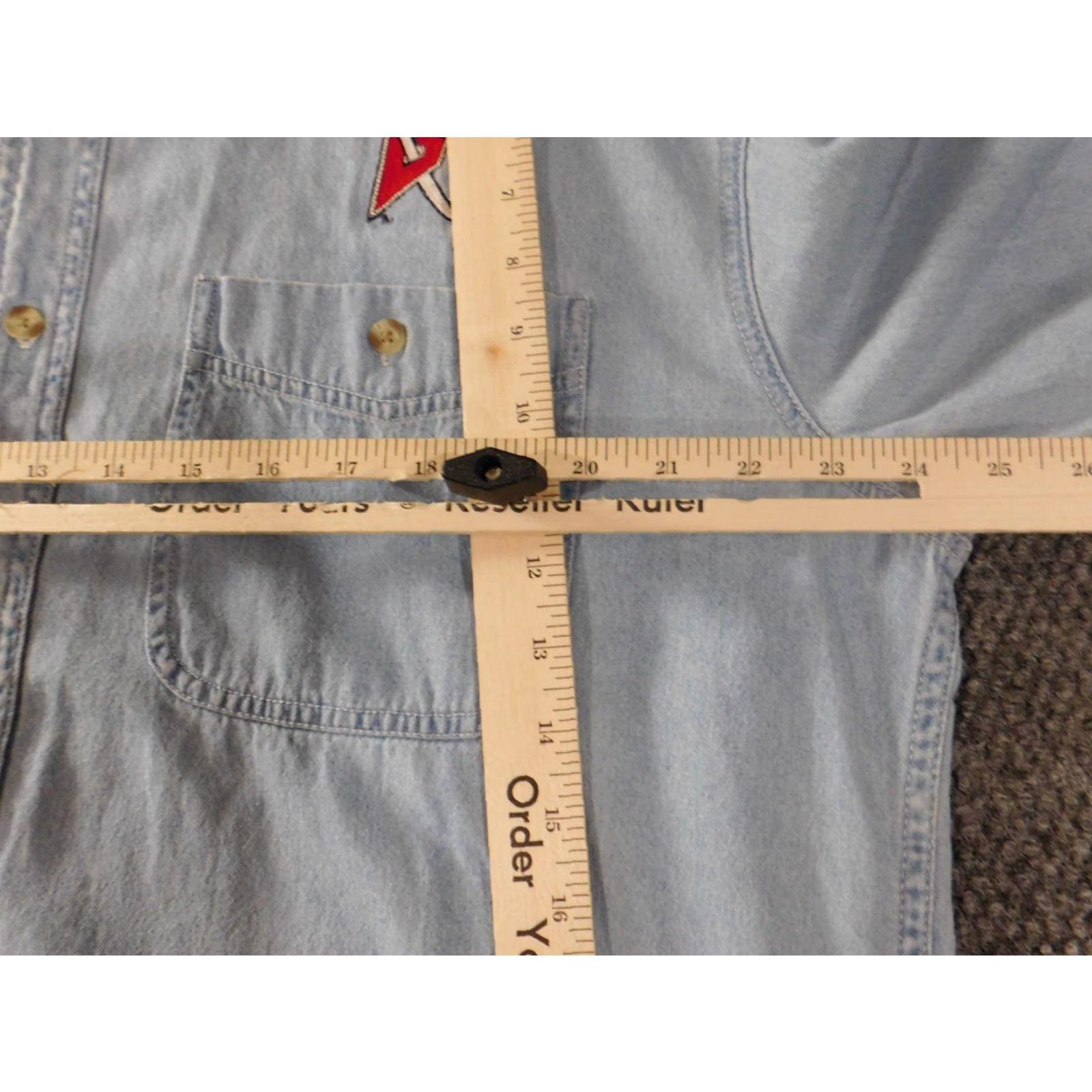 Lee VINTAGE Lee Sports Mens Shirt Large Blue Denim Button-Down Collar" Size US L / EU 52-54 / 3 - 6 Thumbnail