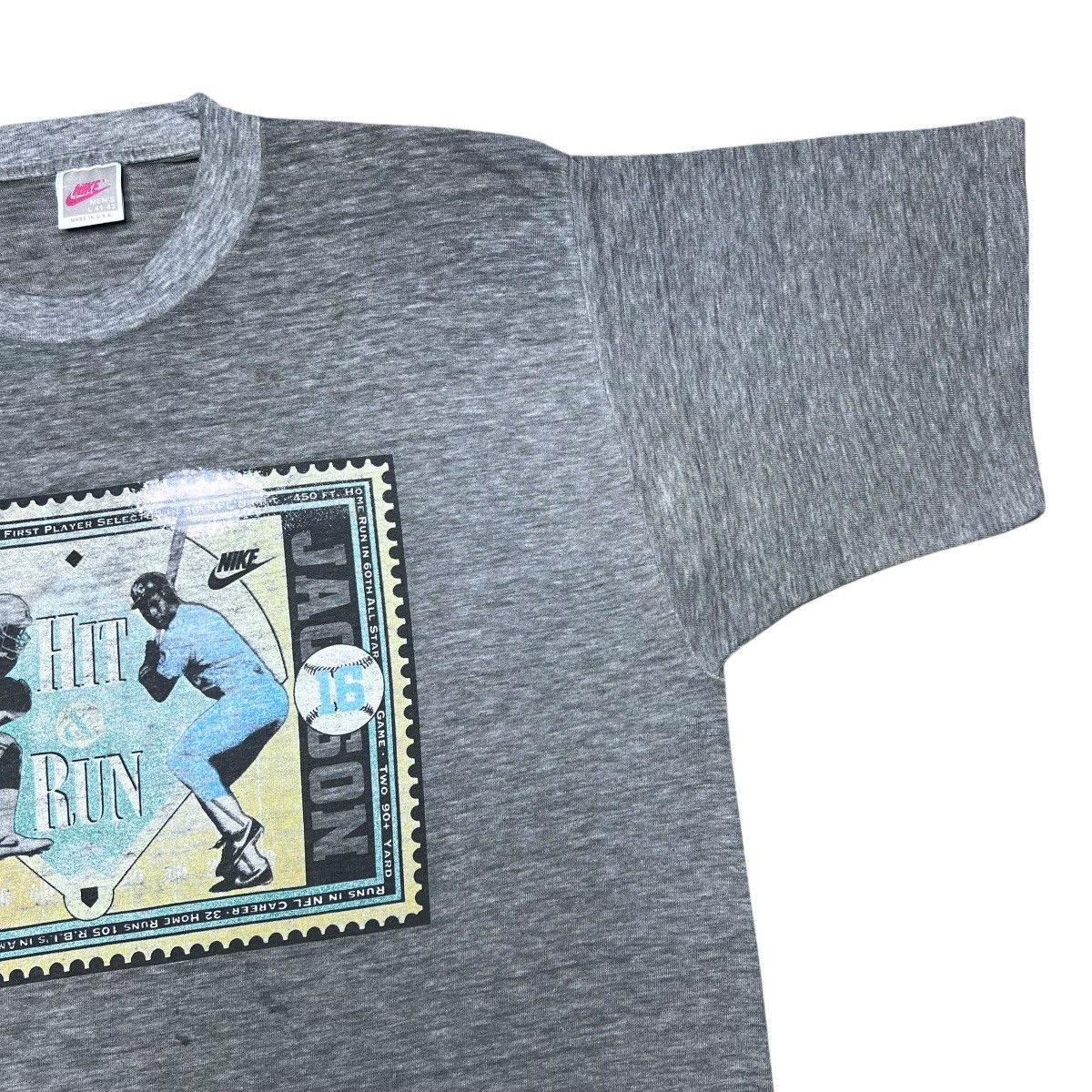 Nike × Vintage Vintage 1980s Nike Bo Jackson Hit & Run Graphic T-Shirt Size US L / EU 52-54 / 3 - 6 Thumbnail
