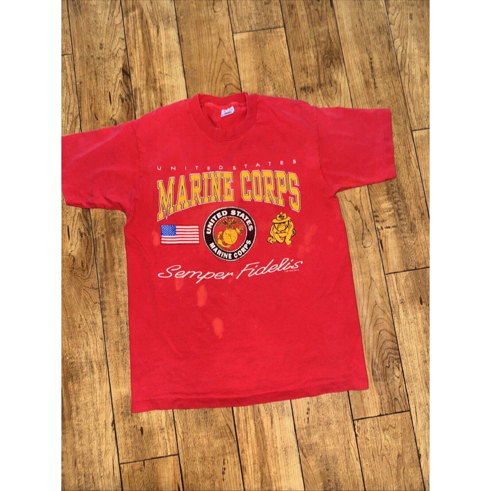 Fruit Of The Loom × Vintage Vintage Marine Corps Single Stitch T-Shirt Red Med 19x26.5 Size US M / EU 48-50 / 2 - 1 Thumbnail