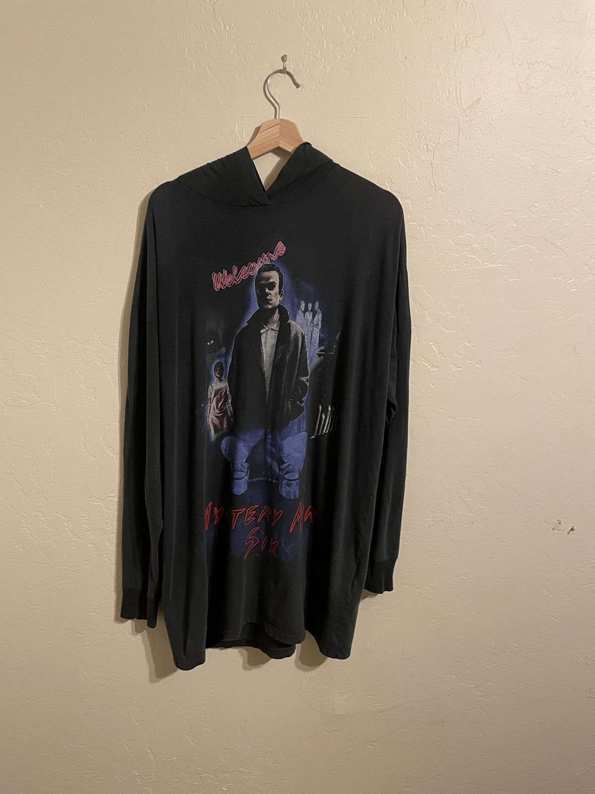 image of Maison Margiela Mm6 L/s “Mystery Man” Hoodie in Black, Men's (Size XL)
