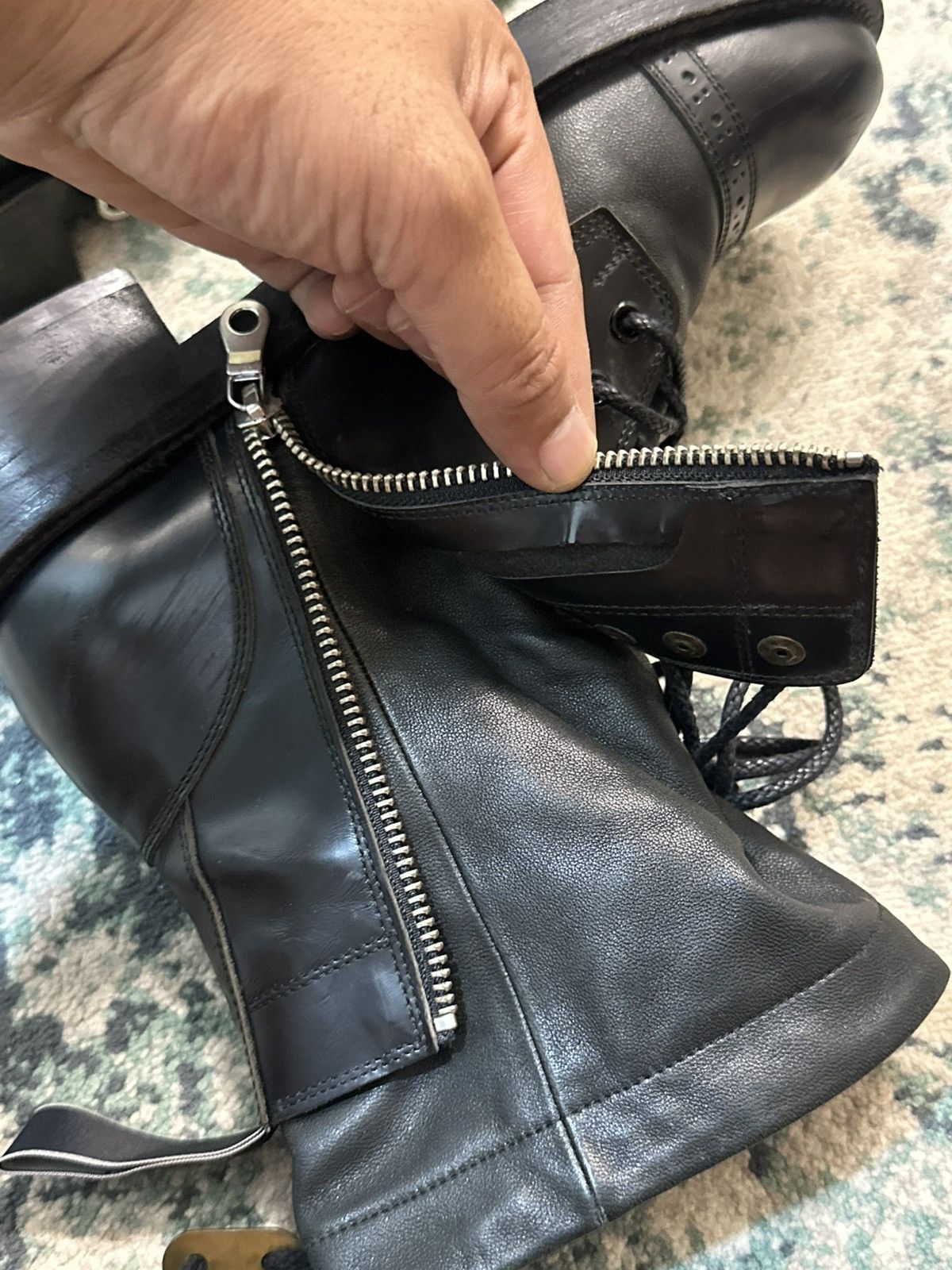 Maison MIHARA YASUHIRO Miharayasuhiro Double Layer Leather Combat Boots Size US 6 / EU 39 - 13 Thumbnail