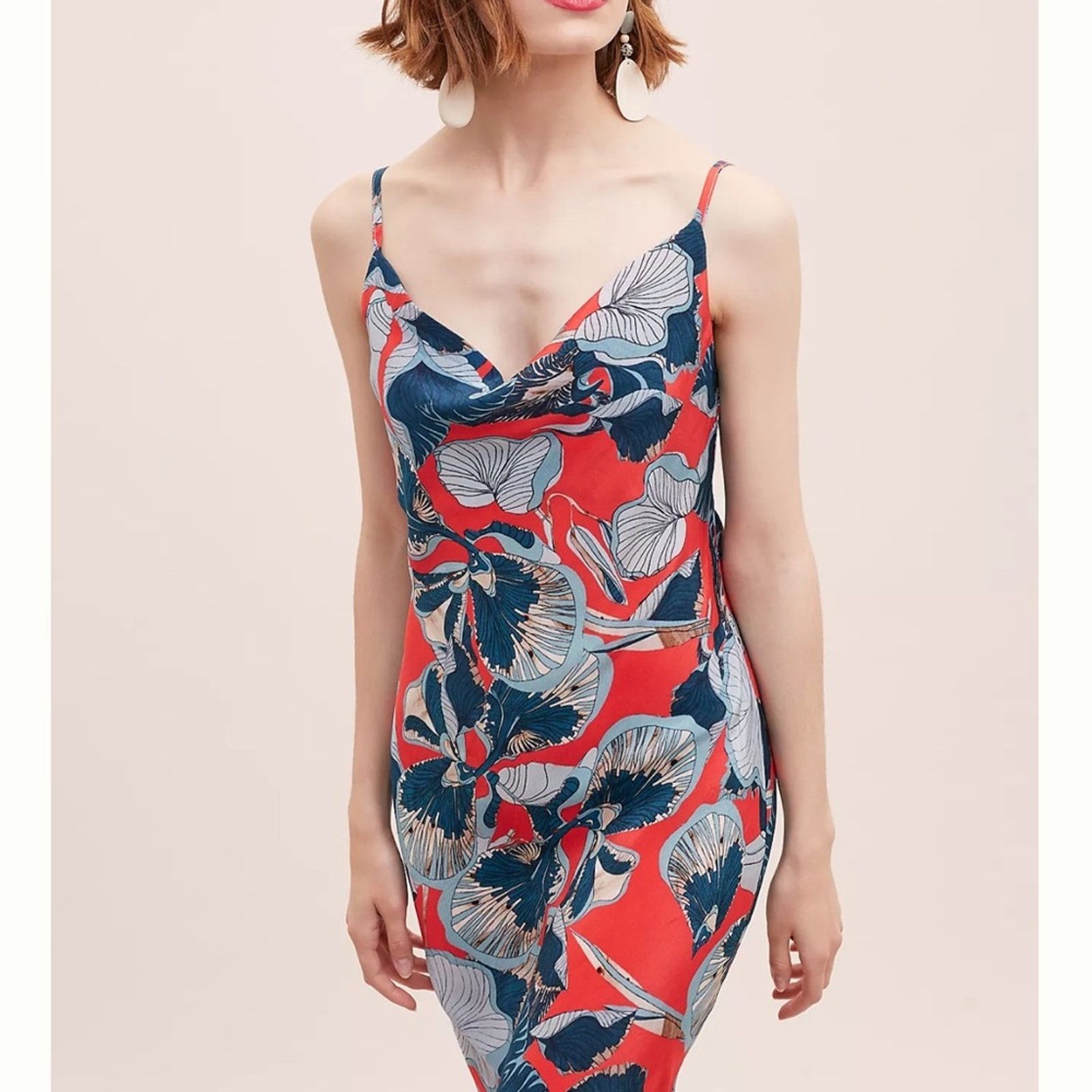 Anthropologie Anthropologie Monstera Slip Dress by Bl-nk London – Red/Blue Size S / US 4 / IT 40 - 3 Thumbnail