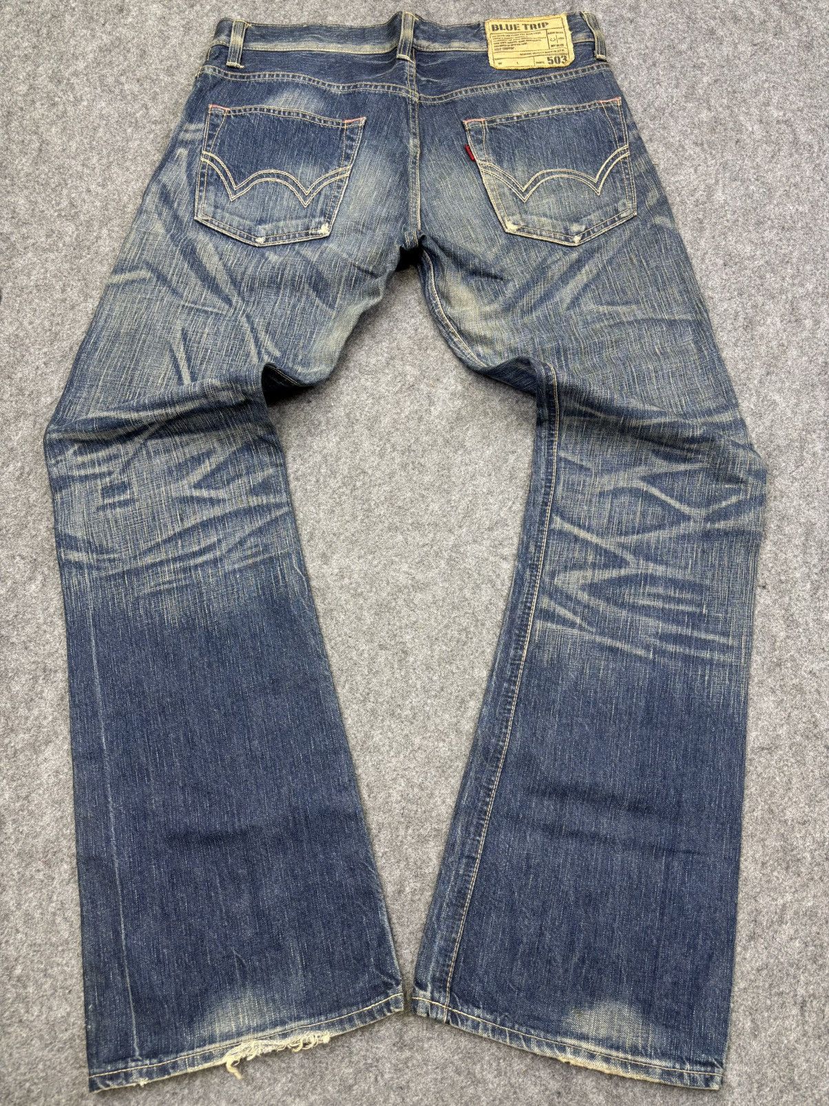 Edwin 💥Insane Flare💥Edwin Raw Fades Blue Trip Denim F842 Size US 34 / EU 50 - 15 Thumbnail