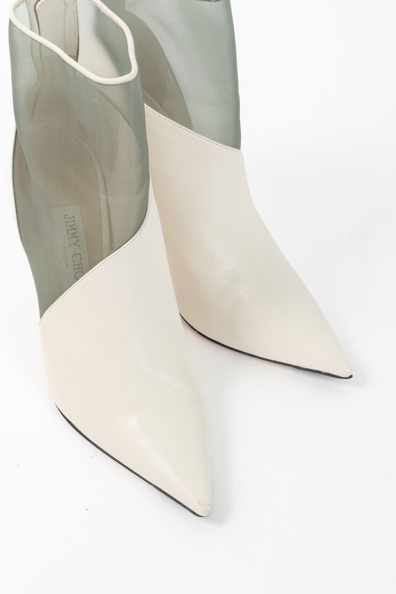 Jimmy Choo Jimmy Choo Sioux 100 Latte Nappa & Mint Mesh Ankle Boots Size US 7 / IT 37 - 6 Thumbnail