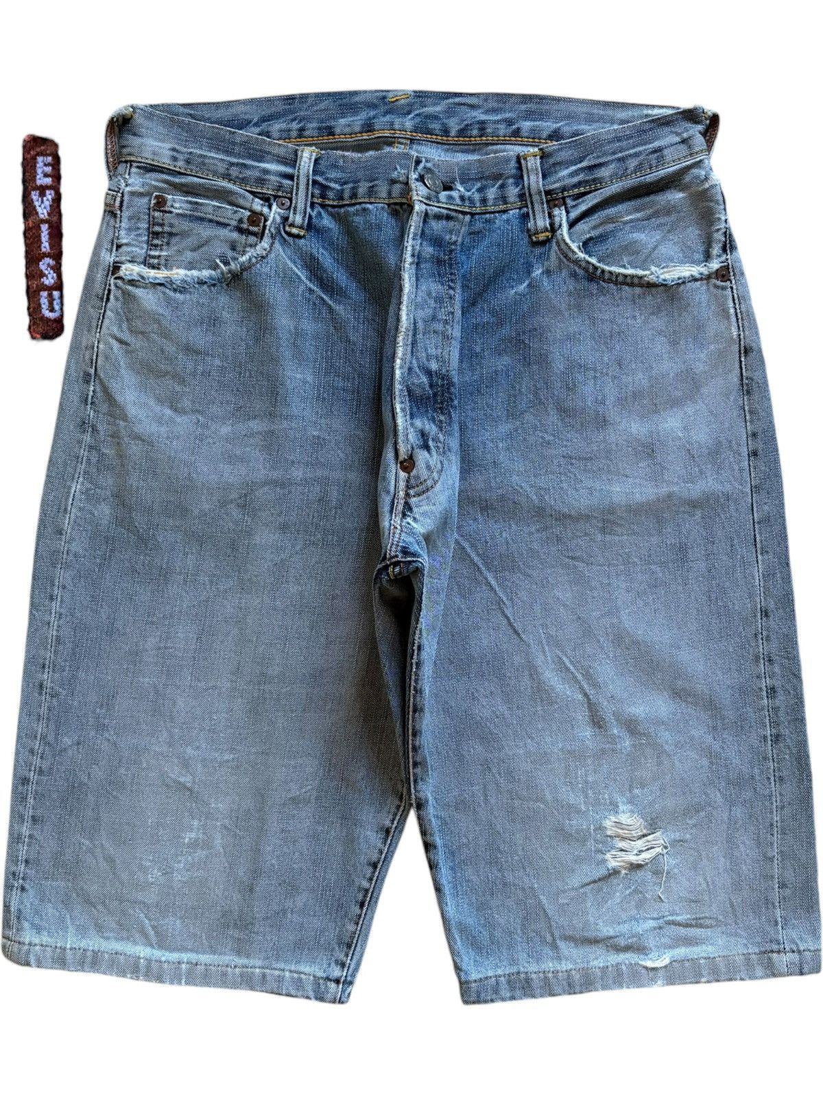 Evisu × Japanese Brand Vintage Japanese Evisu Seagulls Blue Wash Jean Shorts Size US 33 - 1 Thumbnail
