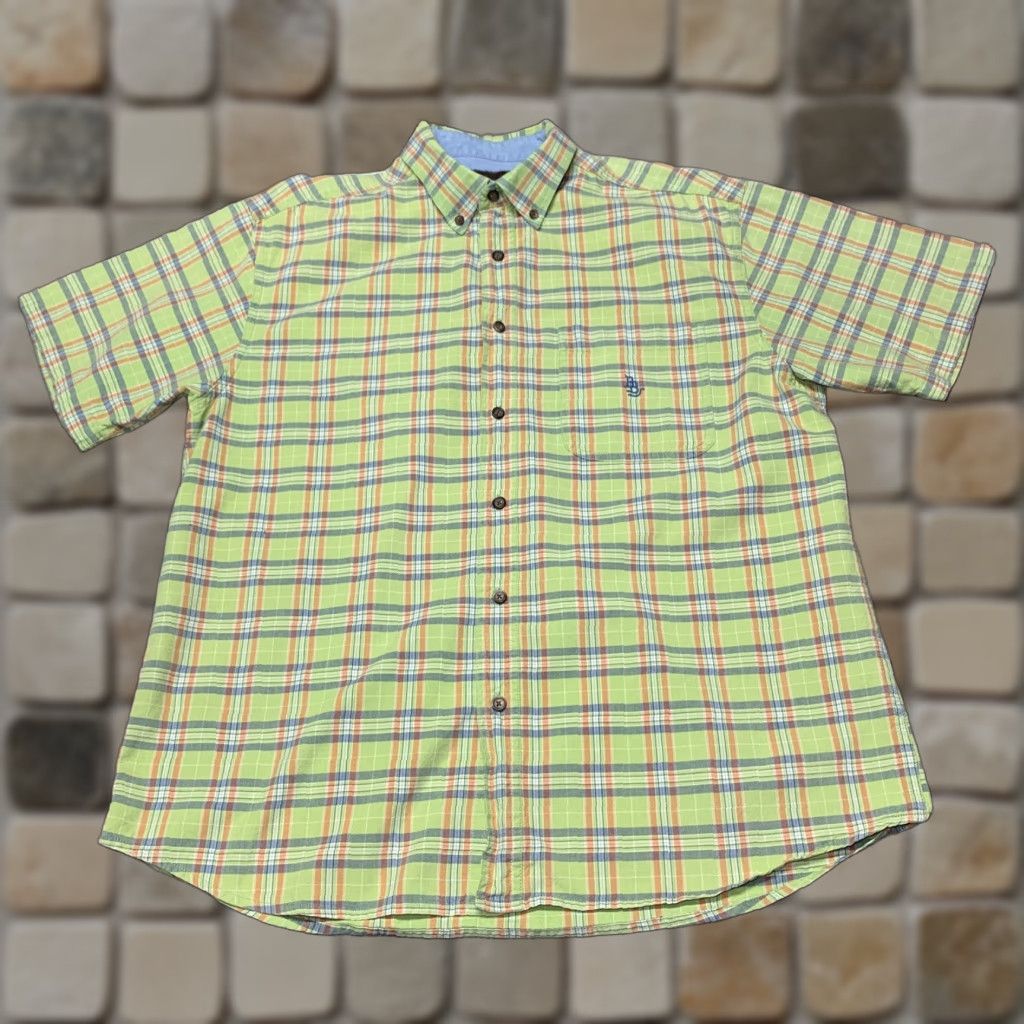 Vintage Bit and Bridle Button Down Green Plaid Shirt Mens Sz L Short Sleeve Cotton Size US L / EU 52-54 / 3 - 1 Thumbnail