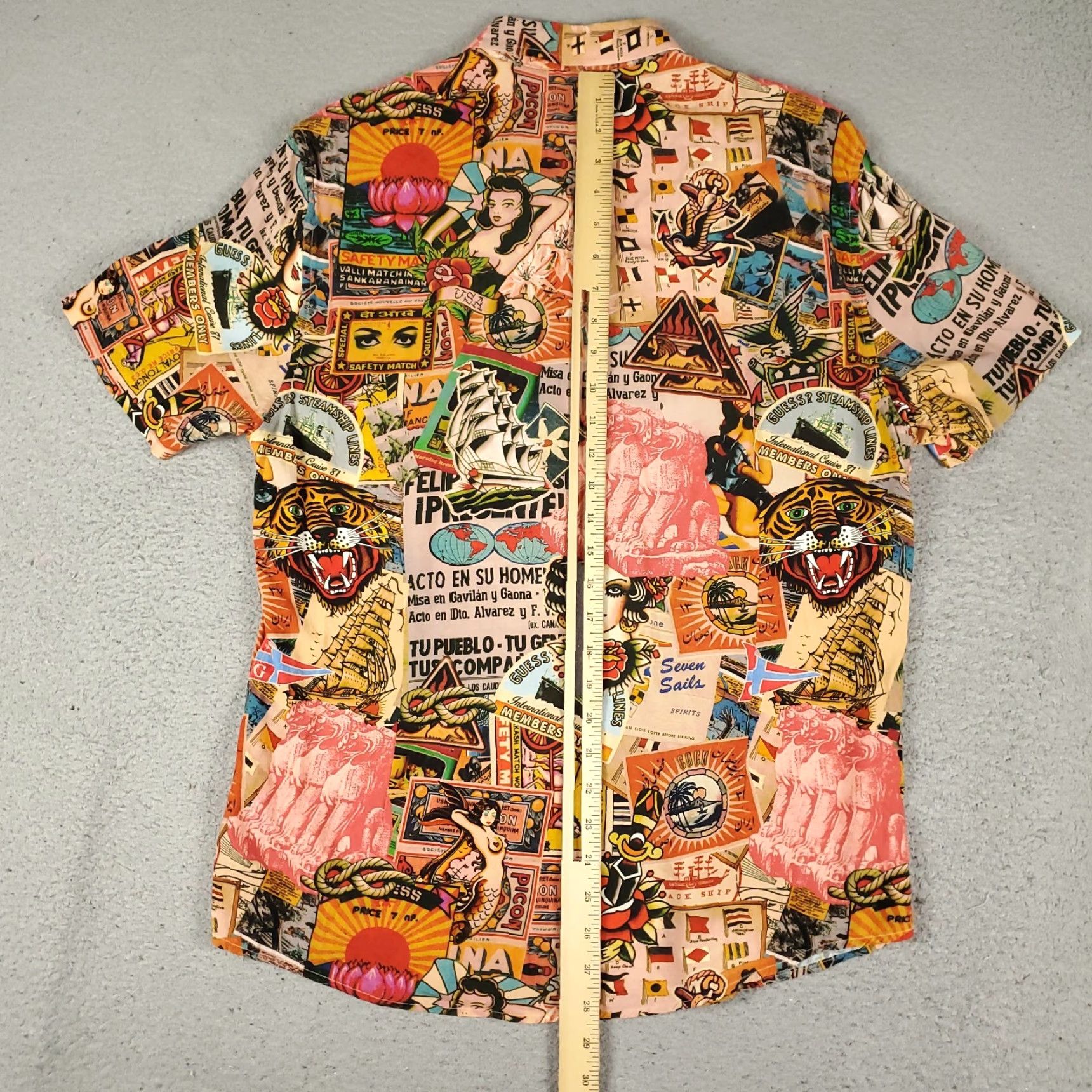 Guess Guess Shirt Mens Red Retro Rayon Casual Short Sleeve Large Medium Size US L / EU 52-54 / 3 - 4 Thumbnail