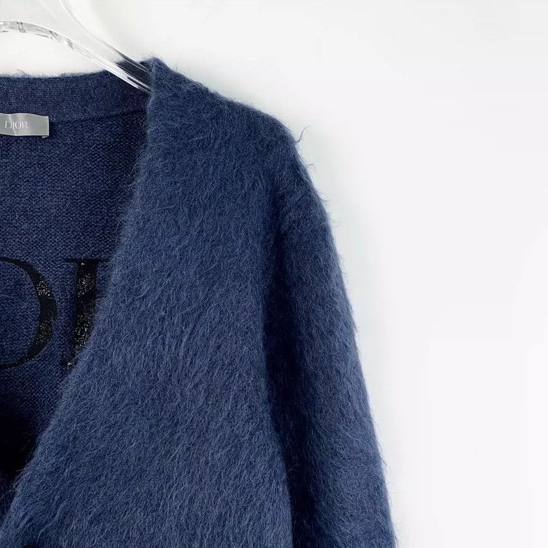 Dior Dior Dark blue letter embroidery horsehair V-neck single-br Size US S / EU 44-46 / 1 - 3 Thumbnail