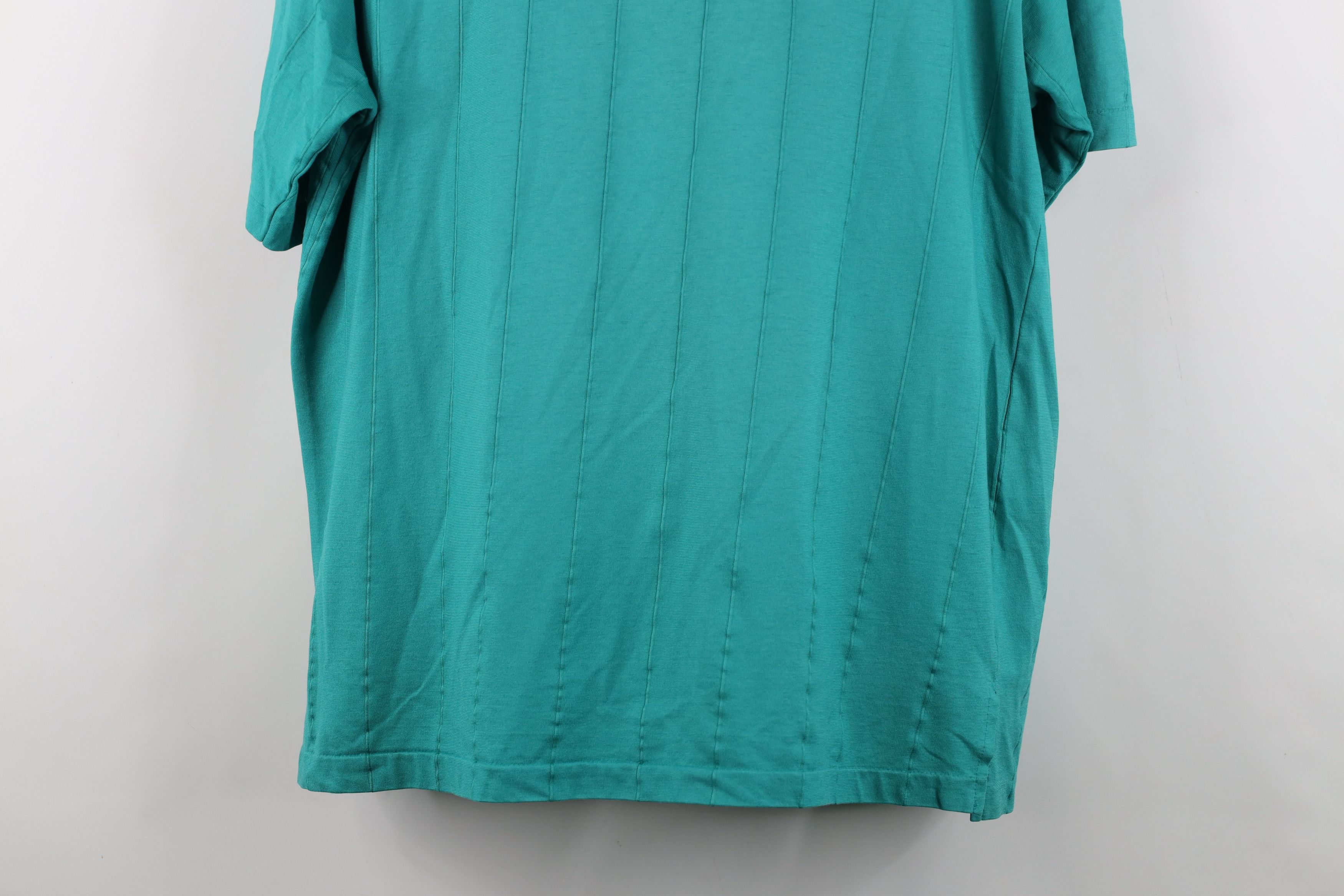 Vintage Vintage 90s Streetwear Striped Knit Golf Polo Shirt Teal Size US L / EU 52-54 / 3 - 15 Thumbnail