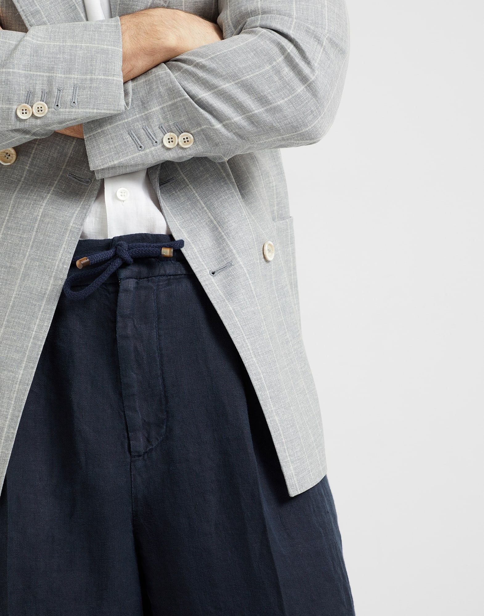 Brunello Cucinelli o1la1rc1a0326 Garment-Dyed Leisure Fit Trousers in Navy Blue Size US 34 / EU 50 - 3 Thumbnail