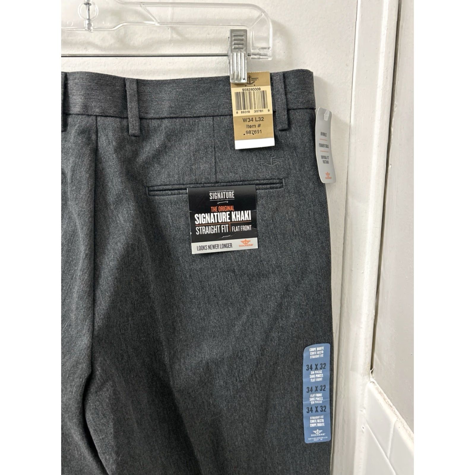 Dockers DOCKERS Signature Khaki Pants Mens 34x32 Gray Straight Flat Front NWT Size US 34 / EU 50 - 4 Thumbnail
