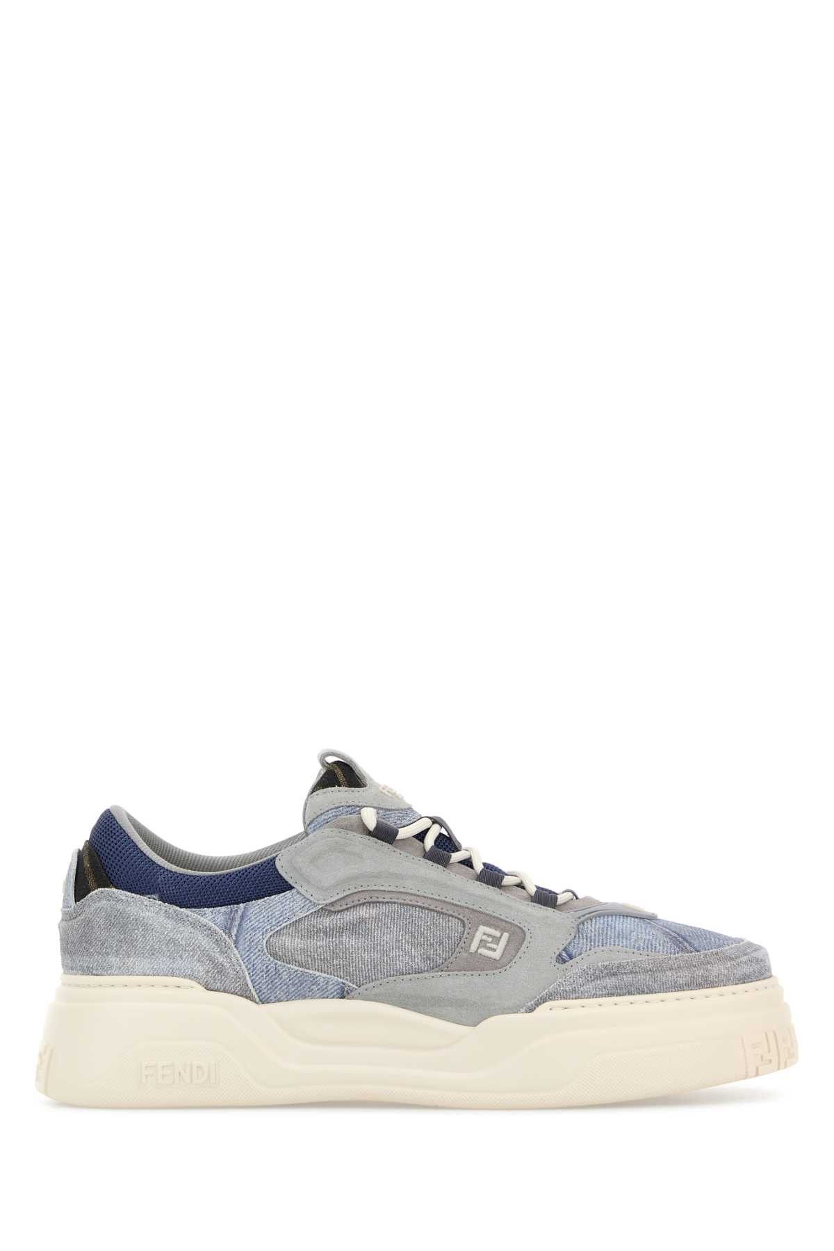 Fendi Multicolor Denim Fendi Force Sneakers Size US 11 / EU 44 - 1 Thumbnail