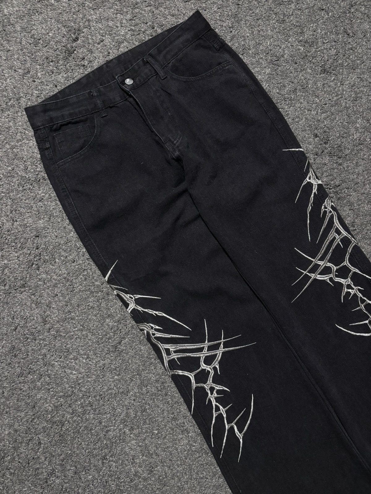 Jean × Vintage Vintage streetwear very rare spike silver flared black jeans Size US 34 / EU 50 - 3 Thumbnail