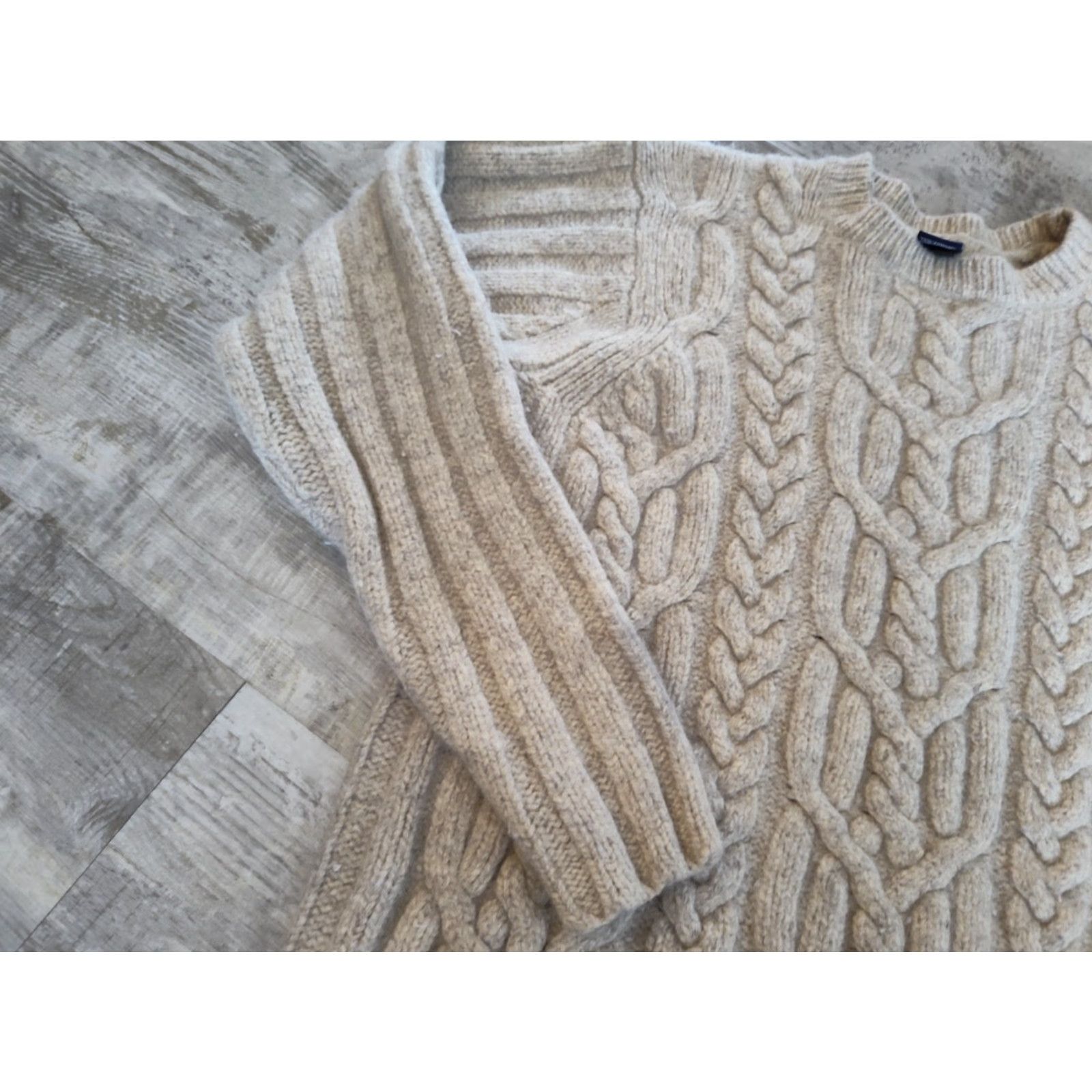 Gap VINTAGE Gap Chunky Knit Wool Sweater Beige Womens Size M Pullover Fisherman 90s Y2K Size M / US 6-8 / IT 42-44 - 3 Thumbnail