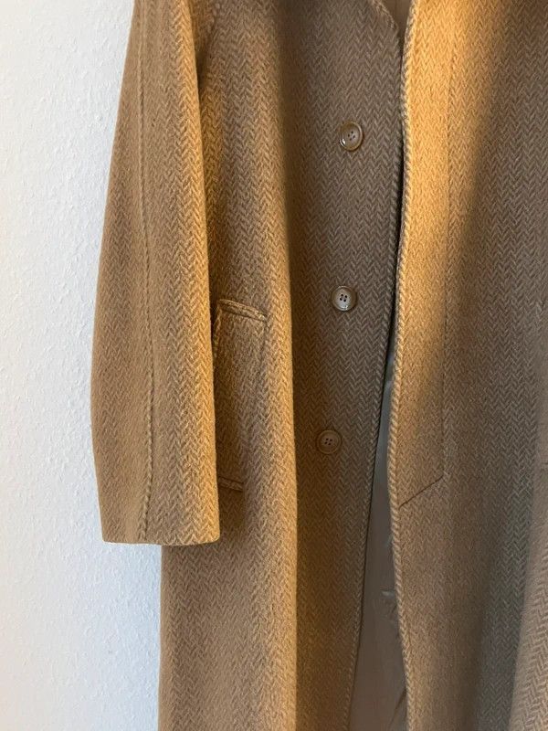 Vintage Beige Tweed Herringbone Balmacaan Overcoat Wool Size US M / EU 48-50 / 2 - 3 Thumbnail