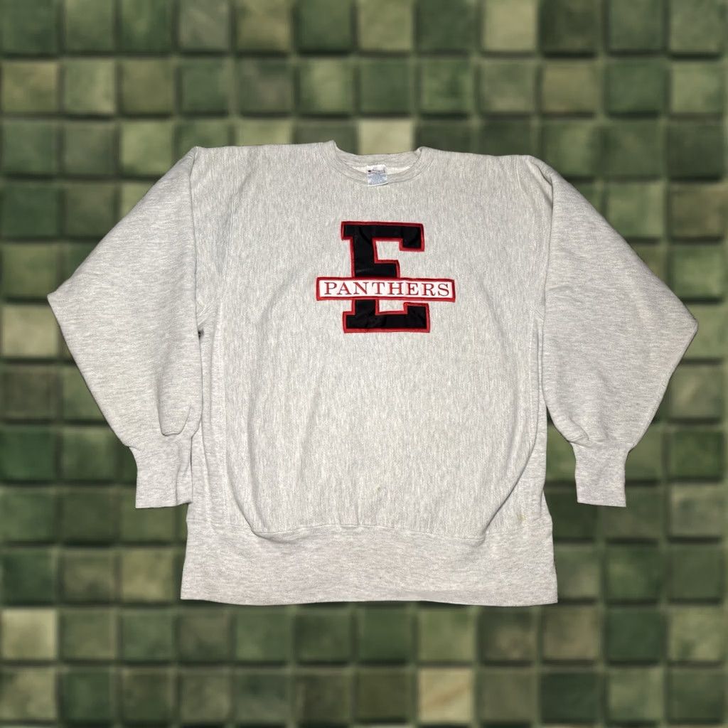 Champion VINTAGE Champion Panthers Crewneck Sweatshirt 90s USA L Gray Reverse Weave Big E School Size US L / EU 52-54 / 3 - 1 Thumbnail