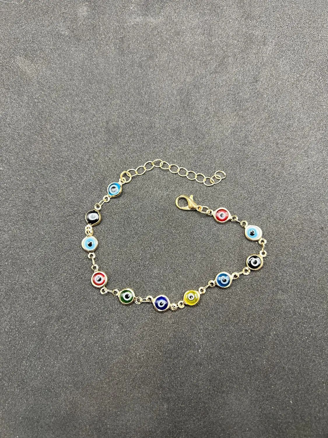 Jewelry Evil Eyes Glass Beads Chain Bracelet Size ONE SIZE - 4 Thumbnail