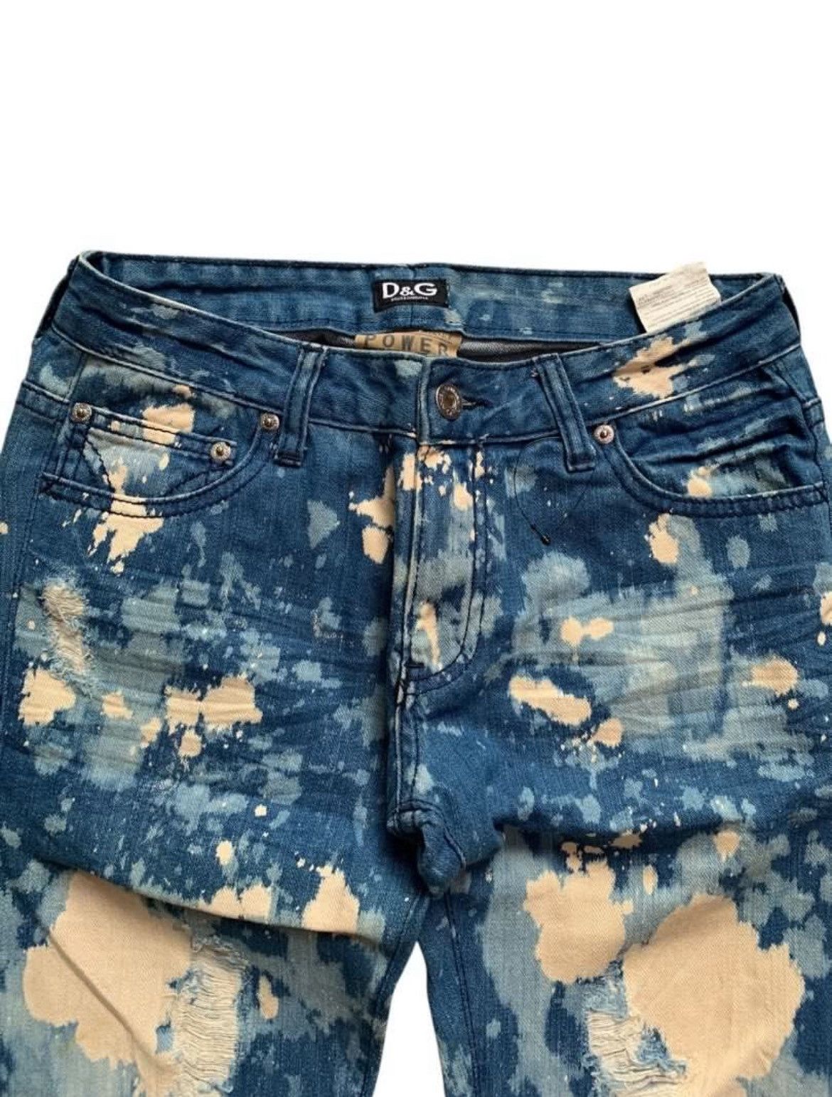Dolce & Gabbana Distressed Dolce & Gabbana Abstract Bleached Denim Size US 29 - 2 Thumbnail