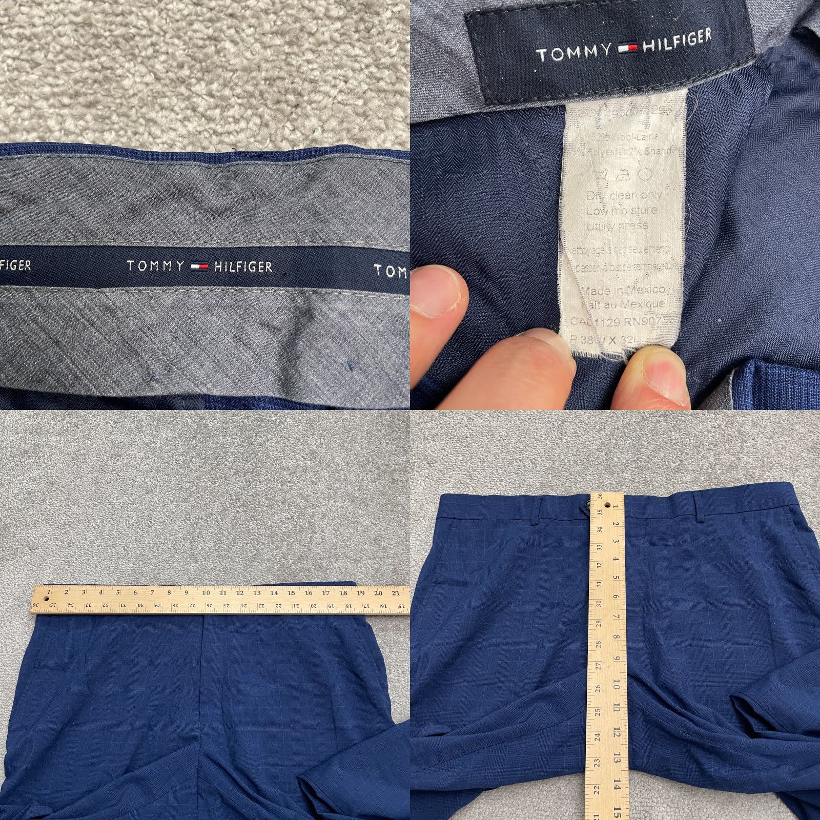 Tommy Hilfiger Tommy Hilfiger Pants Mens 38x32 Blue Plaid Dress Wool Blend Straight Leg Work Size US 38 / EU 54 - 8 Thumbnail