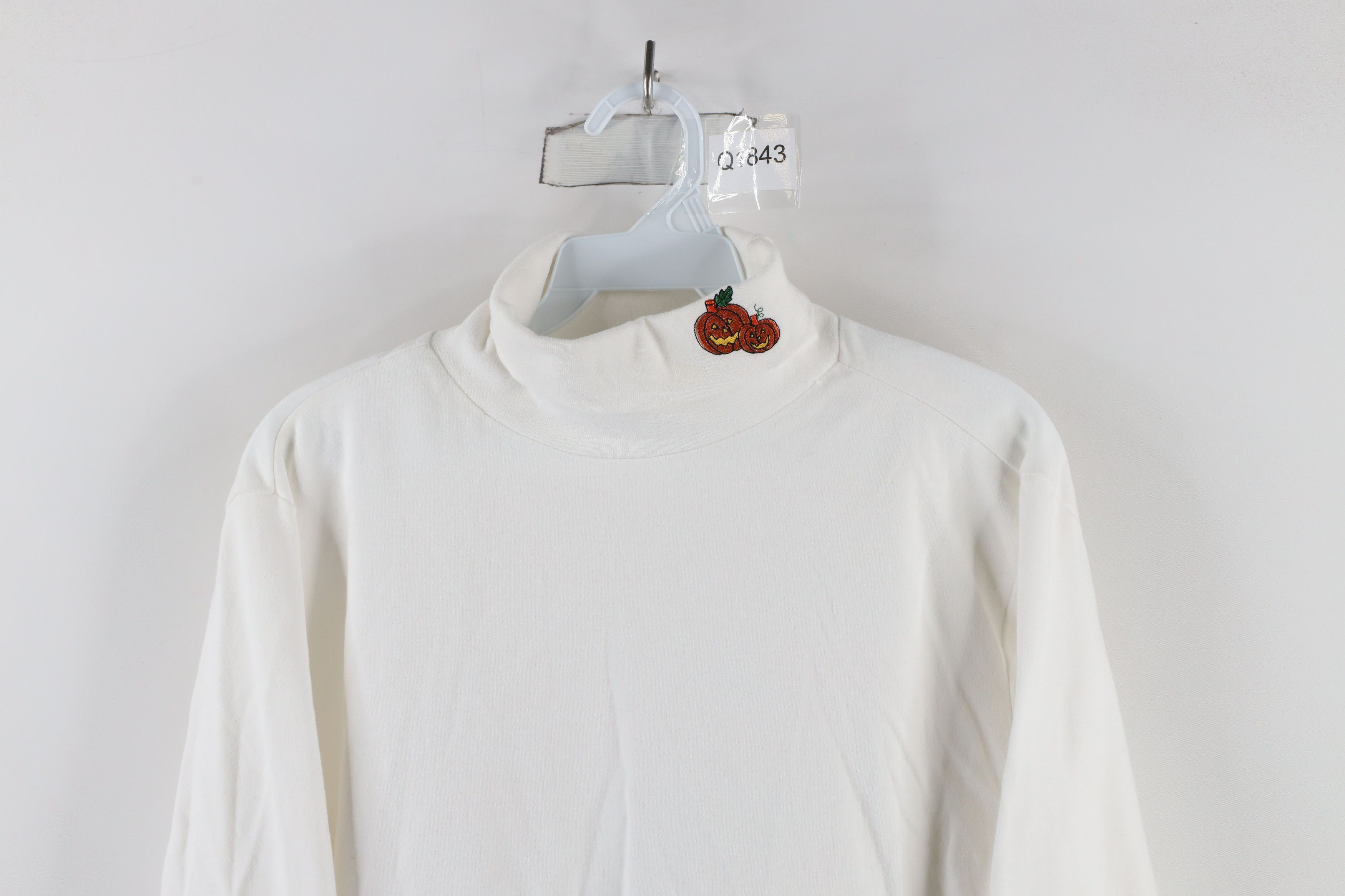 Vintage Vintage 90s Streetwear Pumpkin Turtleneck T-Shirt White Size M / US 6-8 / IT 42-44 - 2 Thumbnail