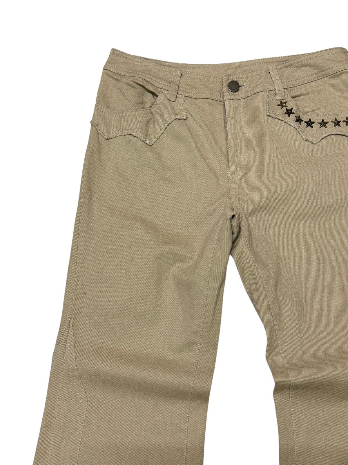 Tornado Mart Y2K Beige Flare Pants with Star Studded Cowboy Aesthetic Size US 26 / EU 42 - 4 Thumbnail