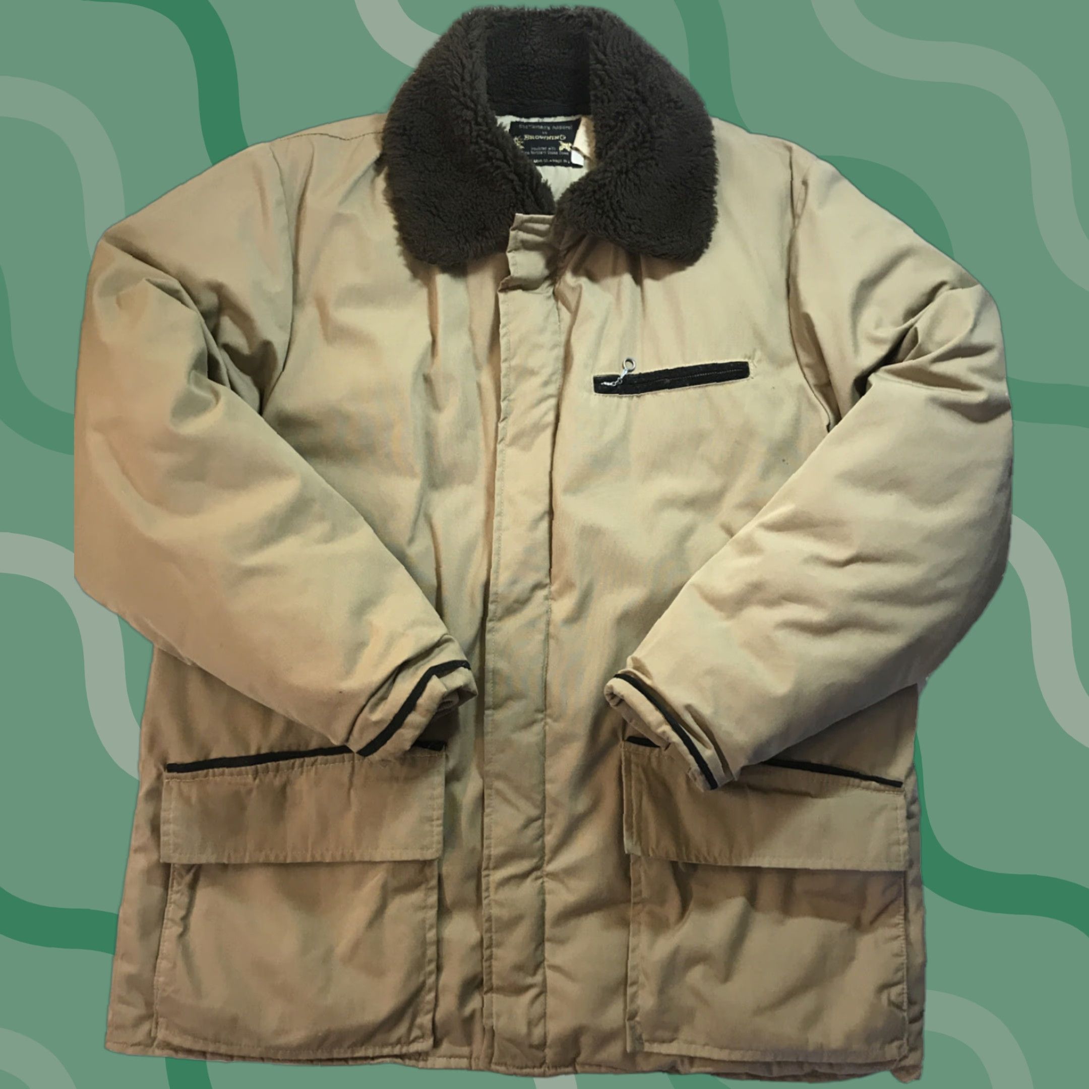 Vintage VINTAGE Sportsman's Apparel Mens Hunting Insulated Coat Jacket L Brown 44 48" Chest US Canvas Leather Plastic Long Sleeve Outdoor Hunting Jacket Mens Size US L / EU 52-54 / 3 - 1 Thumbnail