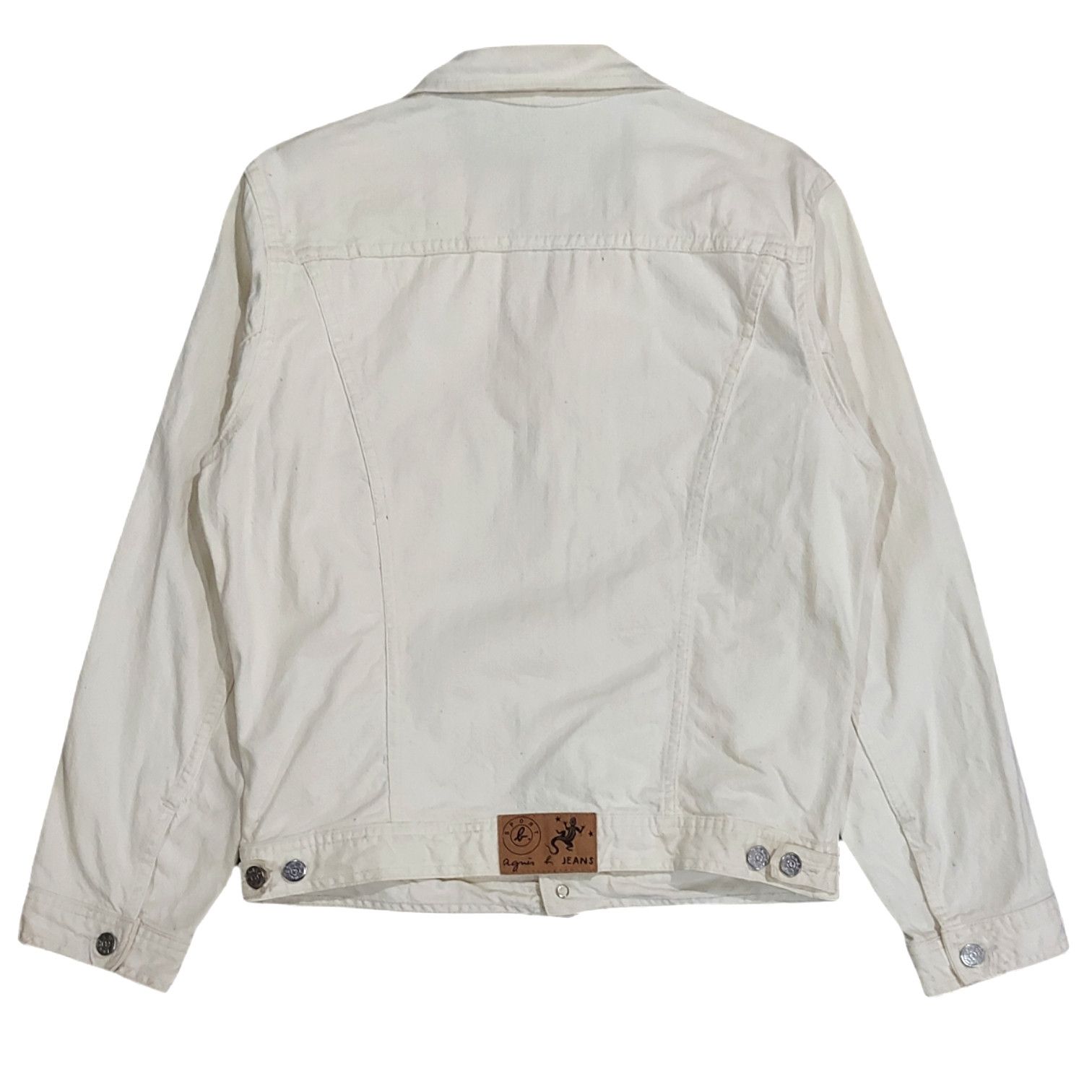 agnes b. Rare! Vintage Agnes B. Paris Cream Denim Trucker Jacket Size US S / EU 44-46 / 1 - 2 Thumbnail