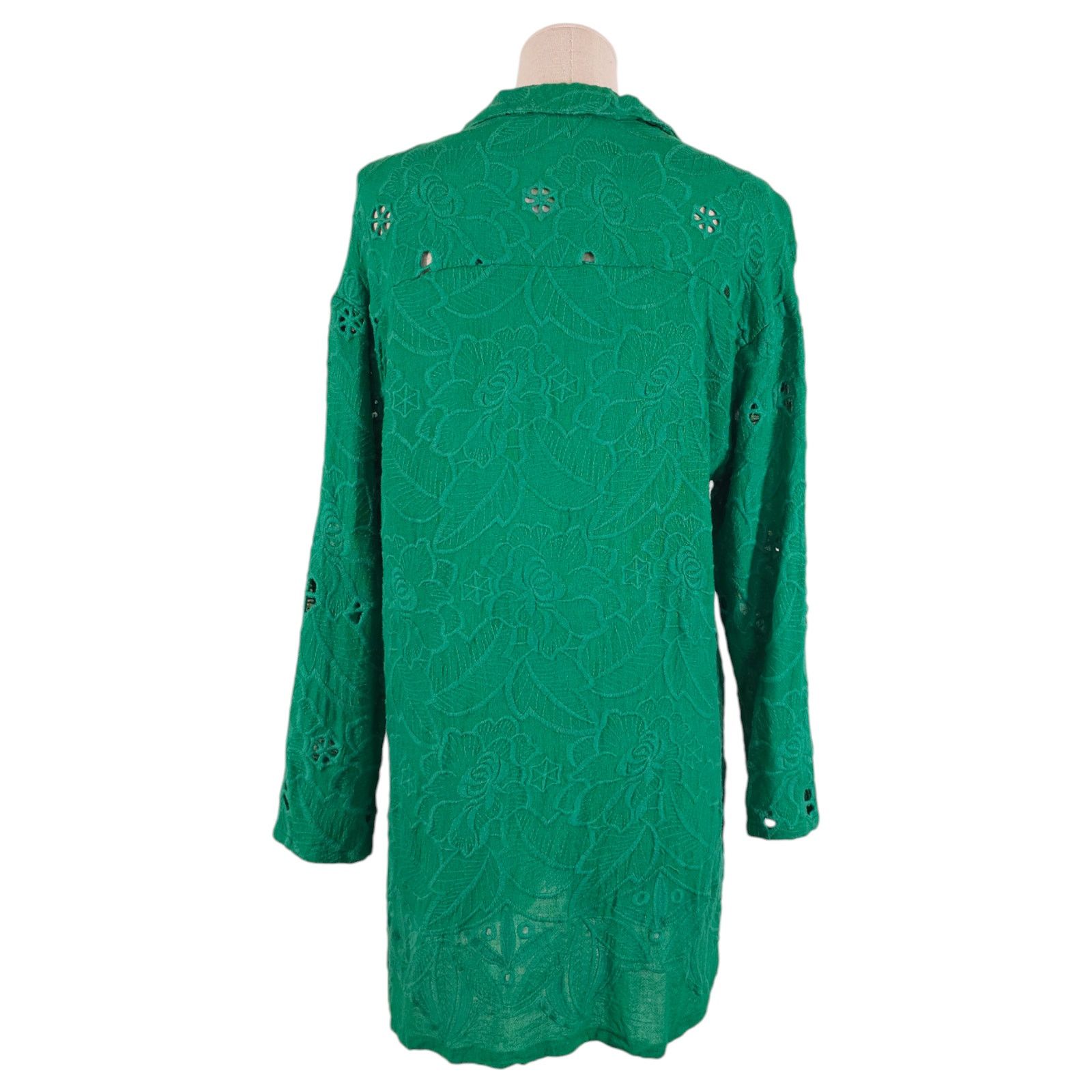 Anthropologie Akemi + Kin Abacos Embroidered Tunic Blouse Green Sz Small Size S / US 4 / IT 40 - 3 Thumbnail