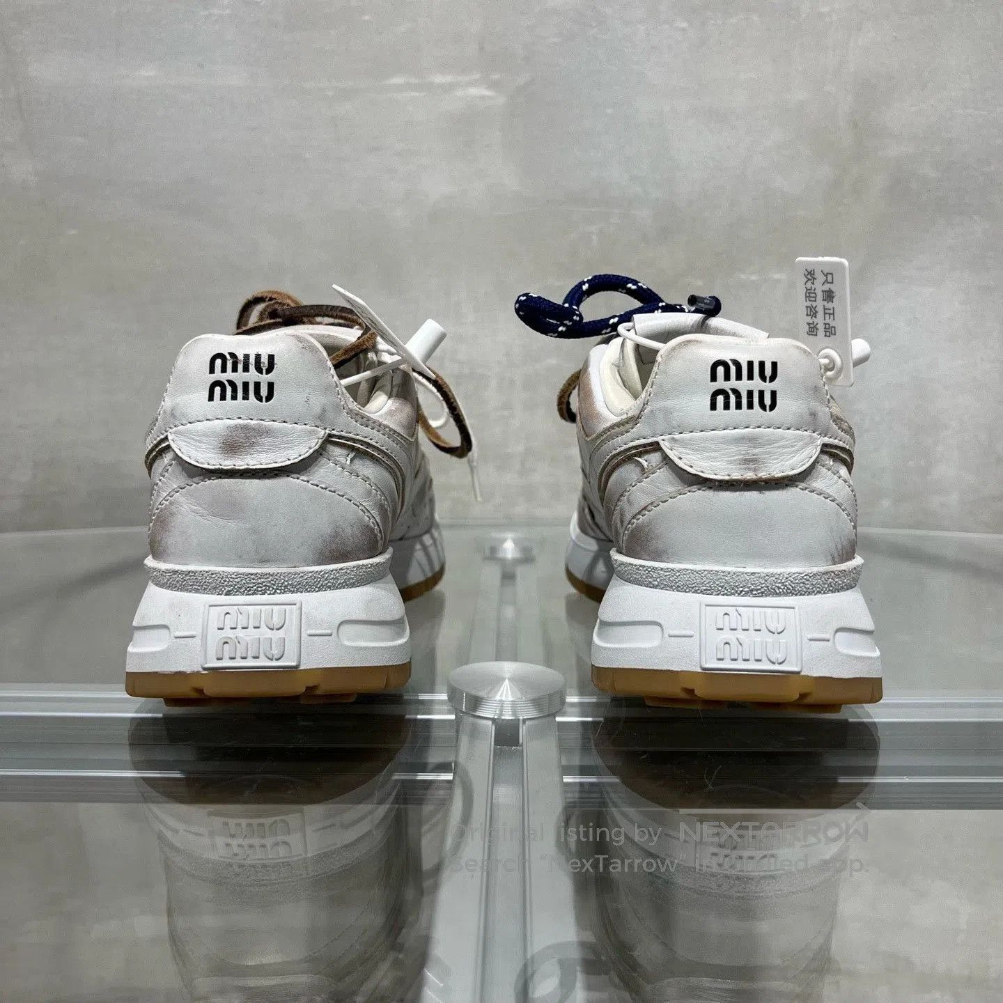 Miu Miu Miu Miu x NB 25SS Distressed White Sneakers. Size US 4 / IT 34 - 6 Thumbnail