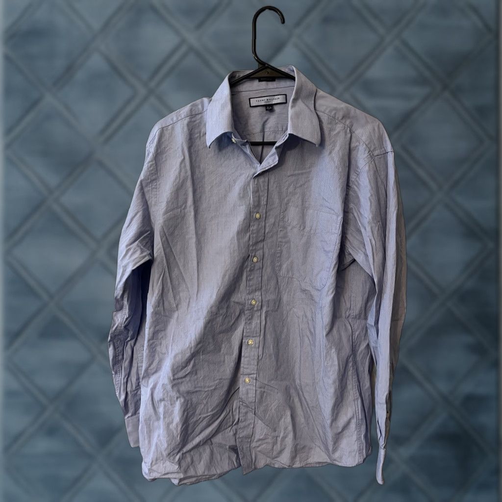Tommy Hilfiger VINTAGE Tommy Hilfiger Dress Shirt Men Long Sleeve Button-Down Blue 15.5 Collared 100% Cotton Slim Fit Size US M / EU 48-50 / 2 - 1 Thumbnail