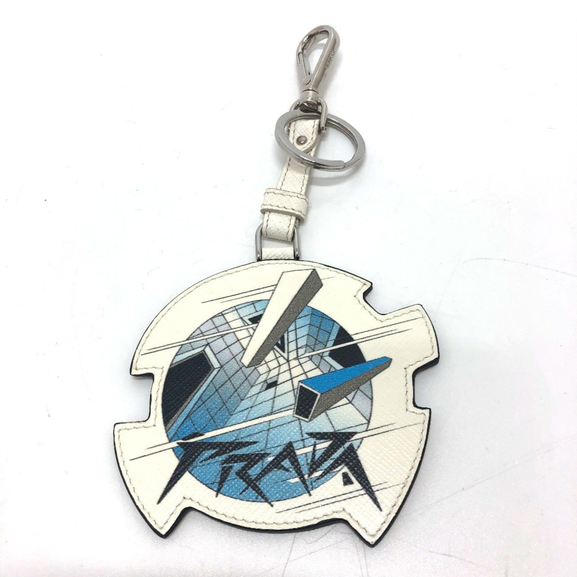 Prada PRADA 2TL296 Key Ring Charm Fashion Accessory Keychain Saffiano Leather Women's White Size ONE SIZE - 1 Thumbnail