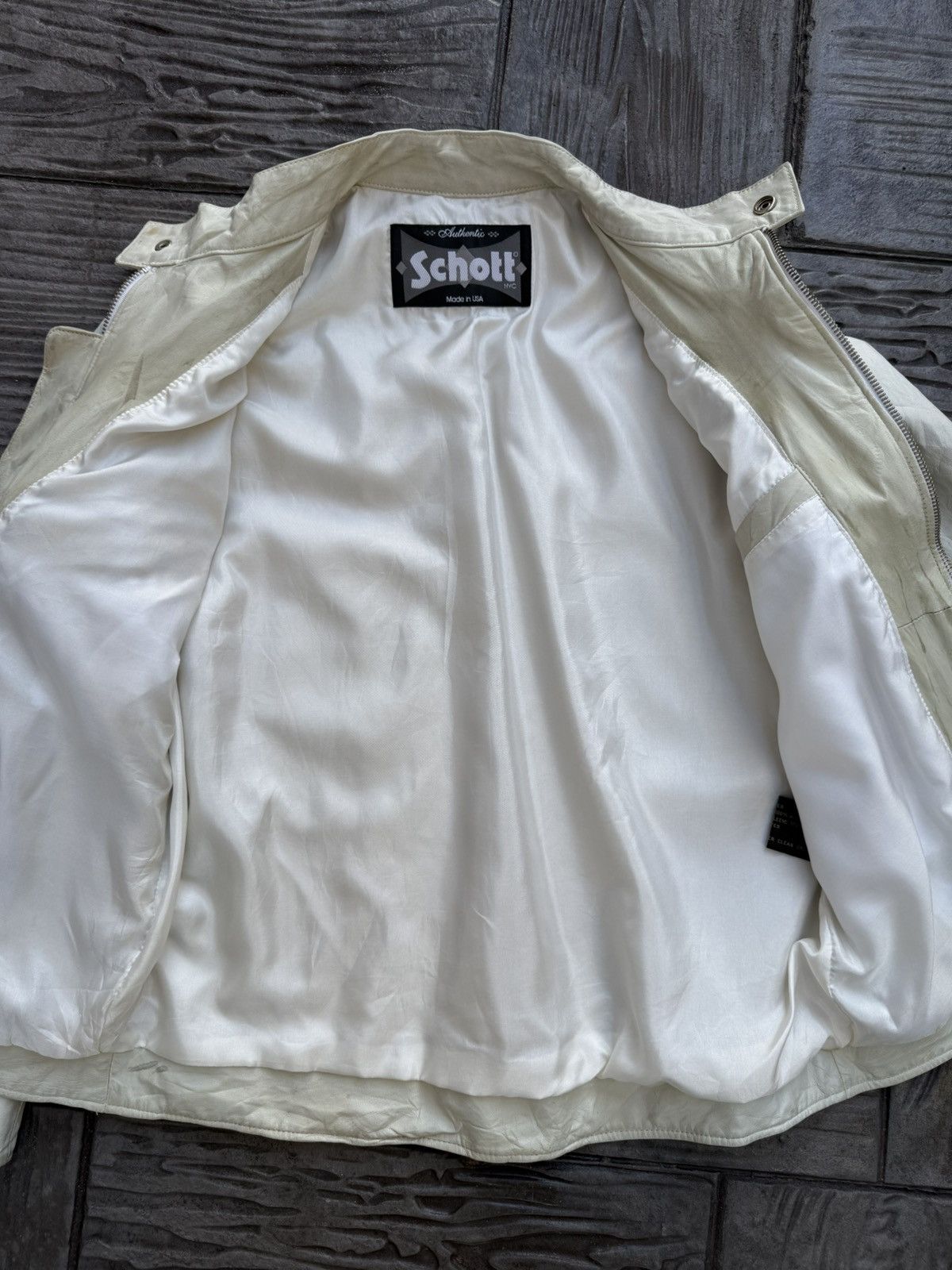 Schott SCHOTT White Leather "Made in USA" RARE Jacket Size US M / EU 48-50 / 2 - 13 Thumbnail