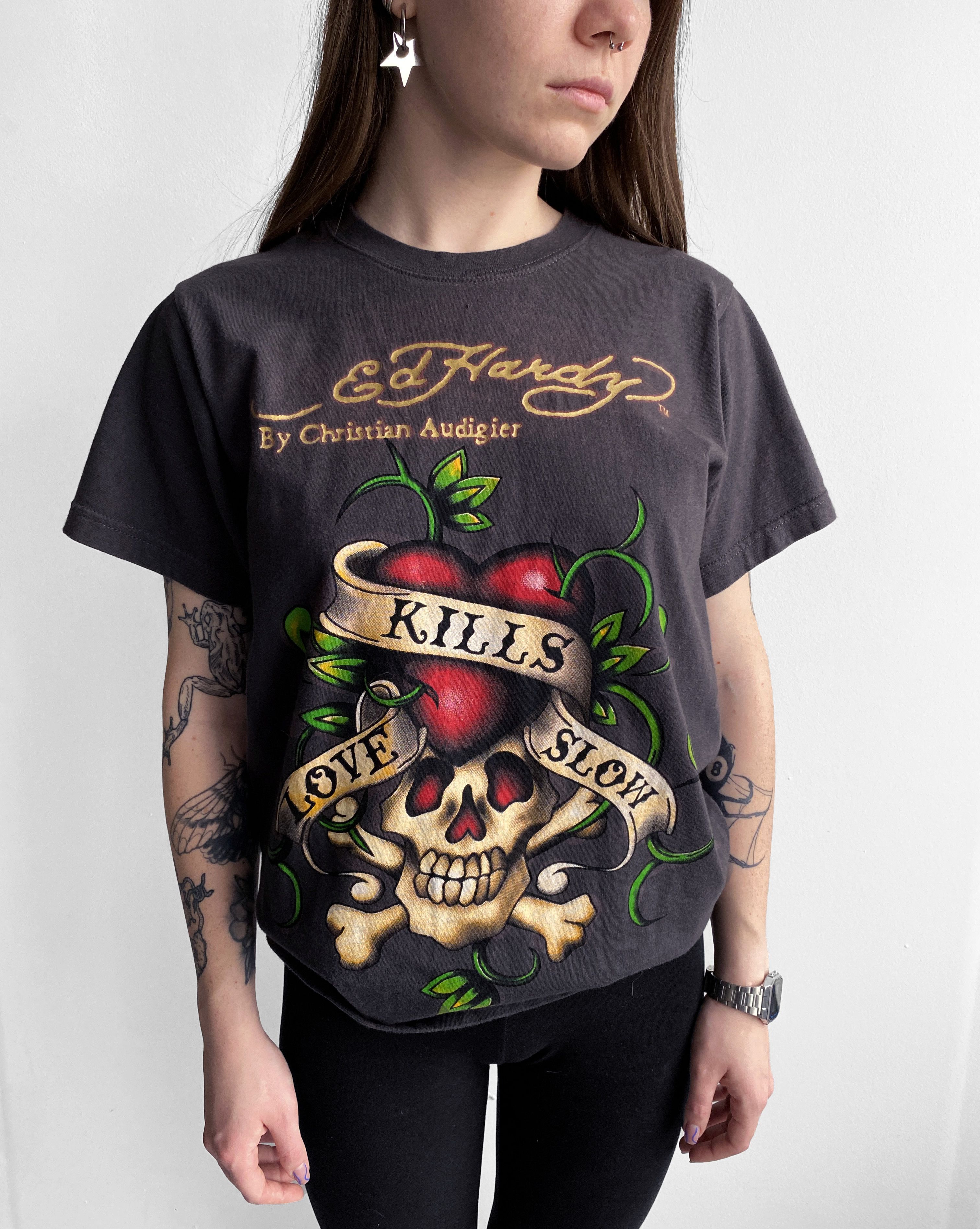 Ed Hardy Vintage Ed Hardy tshirt big logo crew neck y2k Size S / US 4 / IT 40 - 1 Thumbnail
