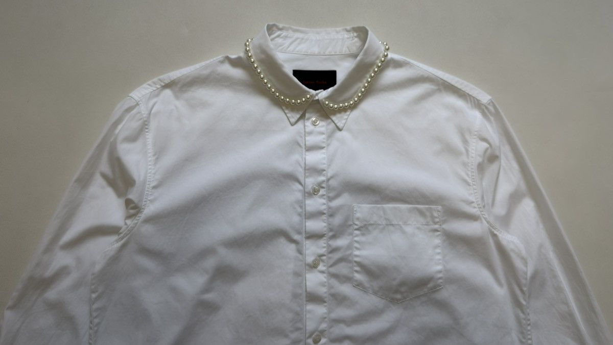 Simone Rocha White Cotton Shirt With Pearl Collar Size US M / EU 48-50 / 2 - 3 Thumbnail